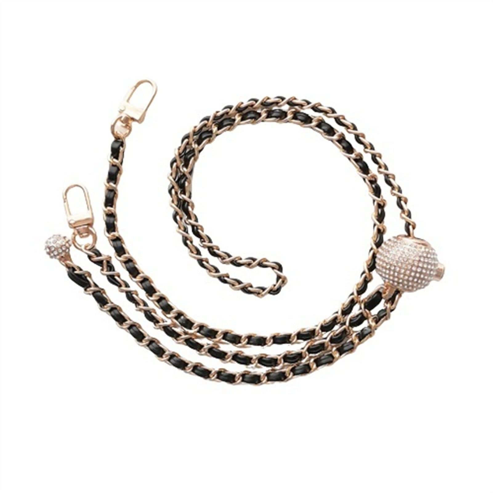 Stylish Adjustable PU Leather Shoulder Bag Strap with Metal Chain & Golden Ball - 120cm Crossbody Replacement Belt for Women's Handbags (Light Gold) - Perfect for Daily Use, Shopping, and Travel Accessories
