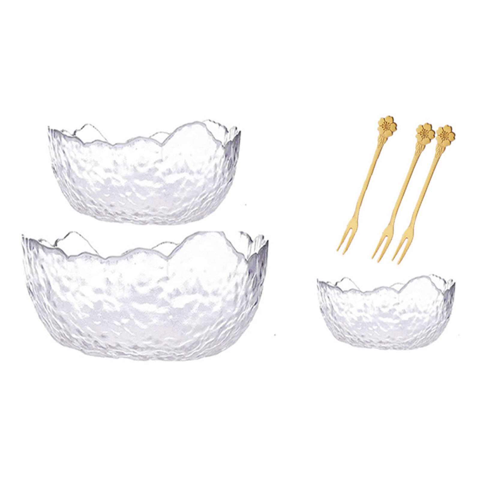 3-Piece Glass Salad Bowl Set - Irregular Shape Mixing & Serving Bowls for Kitchen Prep, Fruit, Pasta, Popcorn & Snacks | Transparent Durable Glass | Perfect for Entertaining, Meal Prep & Healthy Eating