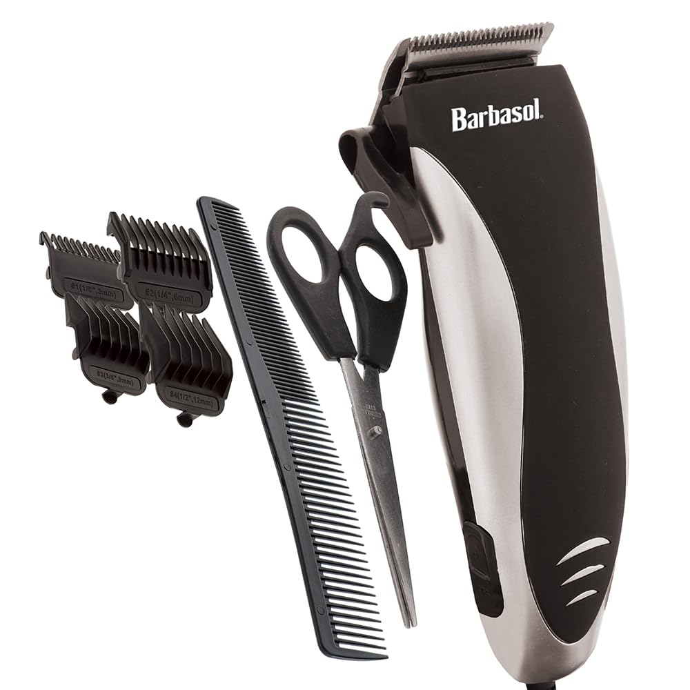 Professional Hair Clipper Kit with Stainless Steel Blades - 4 Combs & Travel Bag for Home & Salon Use