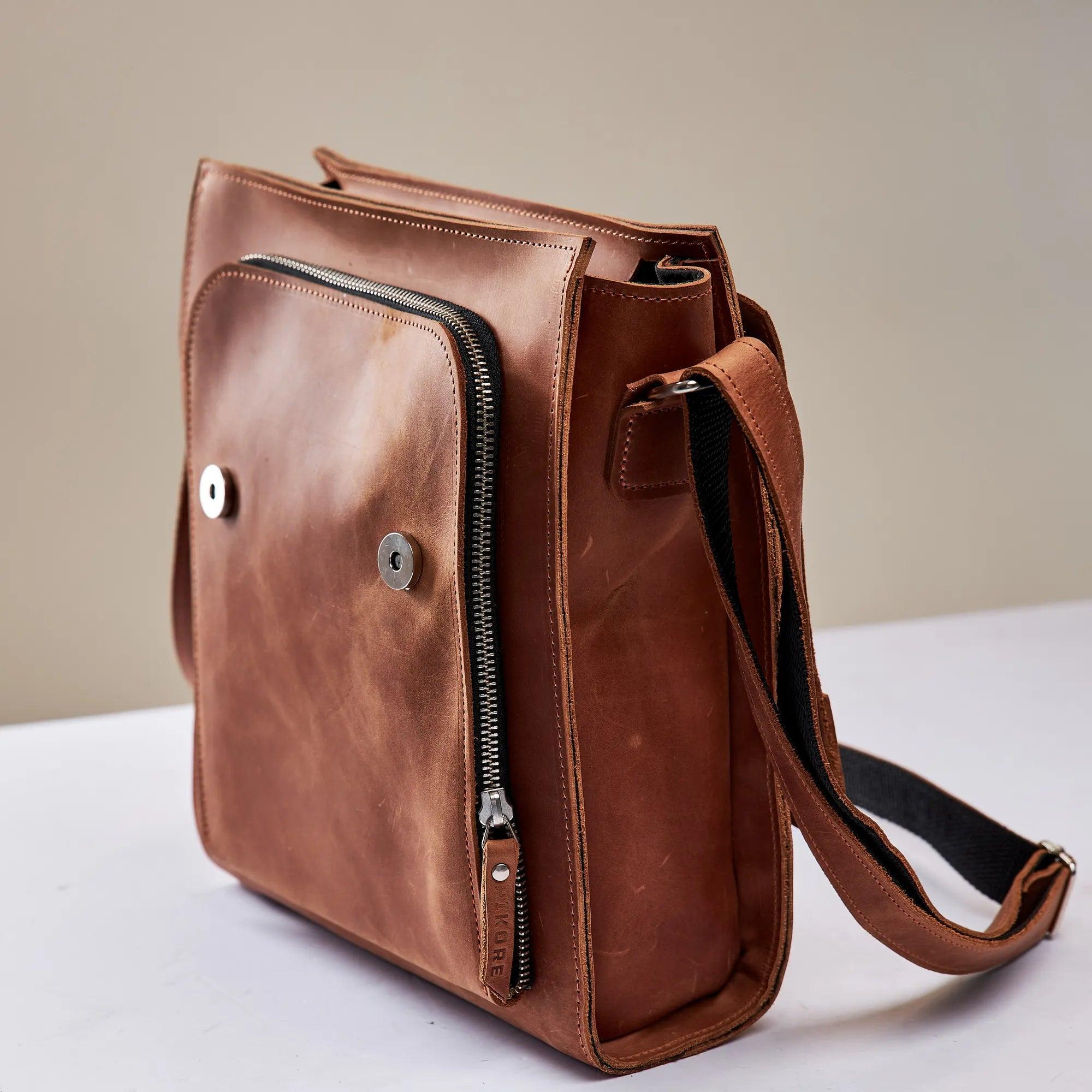 Premium Genuine Leather Satchel Bag for Women & Men - Stylish & Durable Crossbody Shoulder Bag - Perfect for Work, Travel & Everyday Use