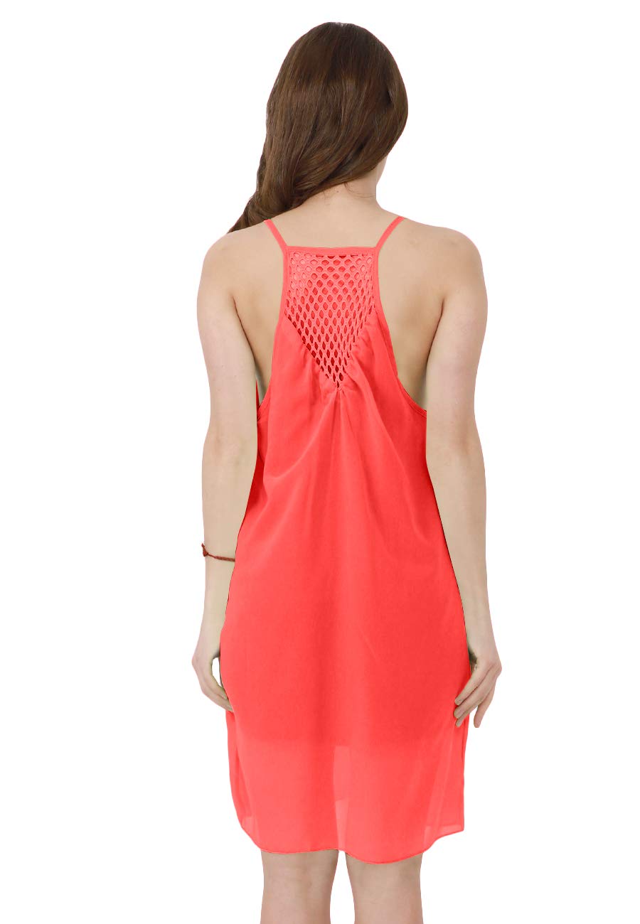 OMZIN Women's Summer Halter Sundress - Sleeveless Spaghetti Strap Chiffon Loose Swing Dress for Beach Cover Up, Vacation, and Casual Outings