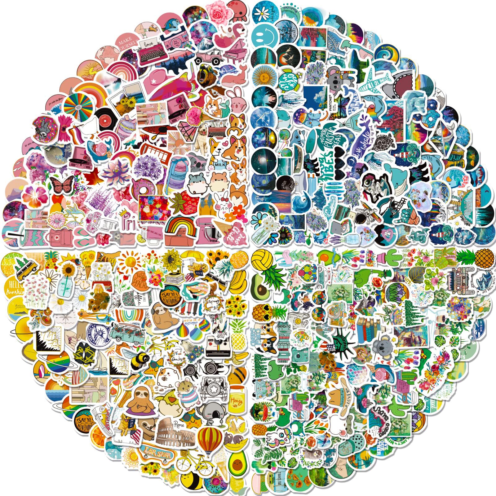 400 PCS Cute Vinyl Stickers Pack - Waterproof Decals for Water Bottles, Laptops, Skateboards, Notebooks & Phones - Fun DIY Art Stickers for Kids, Teens, Girls & Adults - Perfect for School, Office & Home Decor