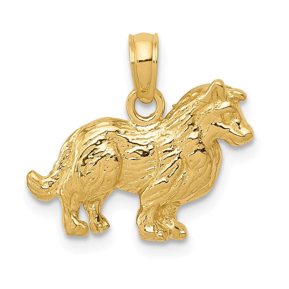 14K Yellow Gold Collie Dog Pendant Necklace - Handmade Jewelry for Dog Lovers | Perfect Gift for Pet Owners, Birthday & Anniversary