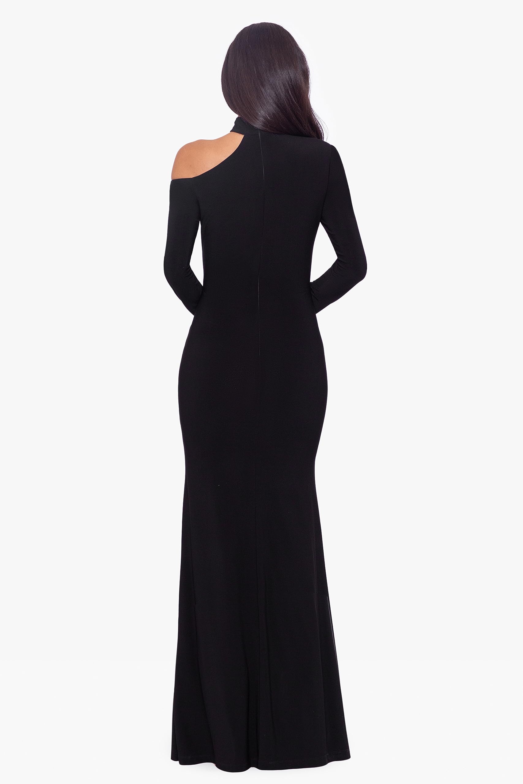 Xscape Women's Long Sleeve One Shoulder Cutout Bodycon Dress - Sexy Evening Gown for Party, Club, Date Night & Special Occasions