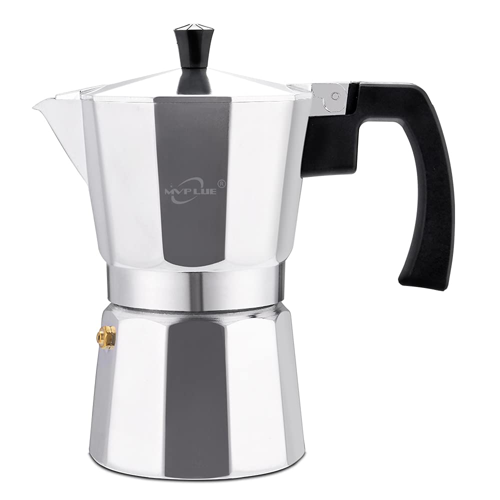 Classic 6-Cup Stovetop Espresso Maker - Aluminum Moka Pot for Cuban Coffee | Perfect for Home Brewing & Camping | Makes Rich Espresso & Cafe Cubano