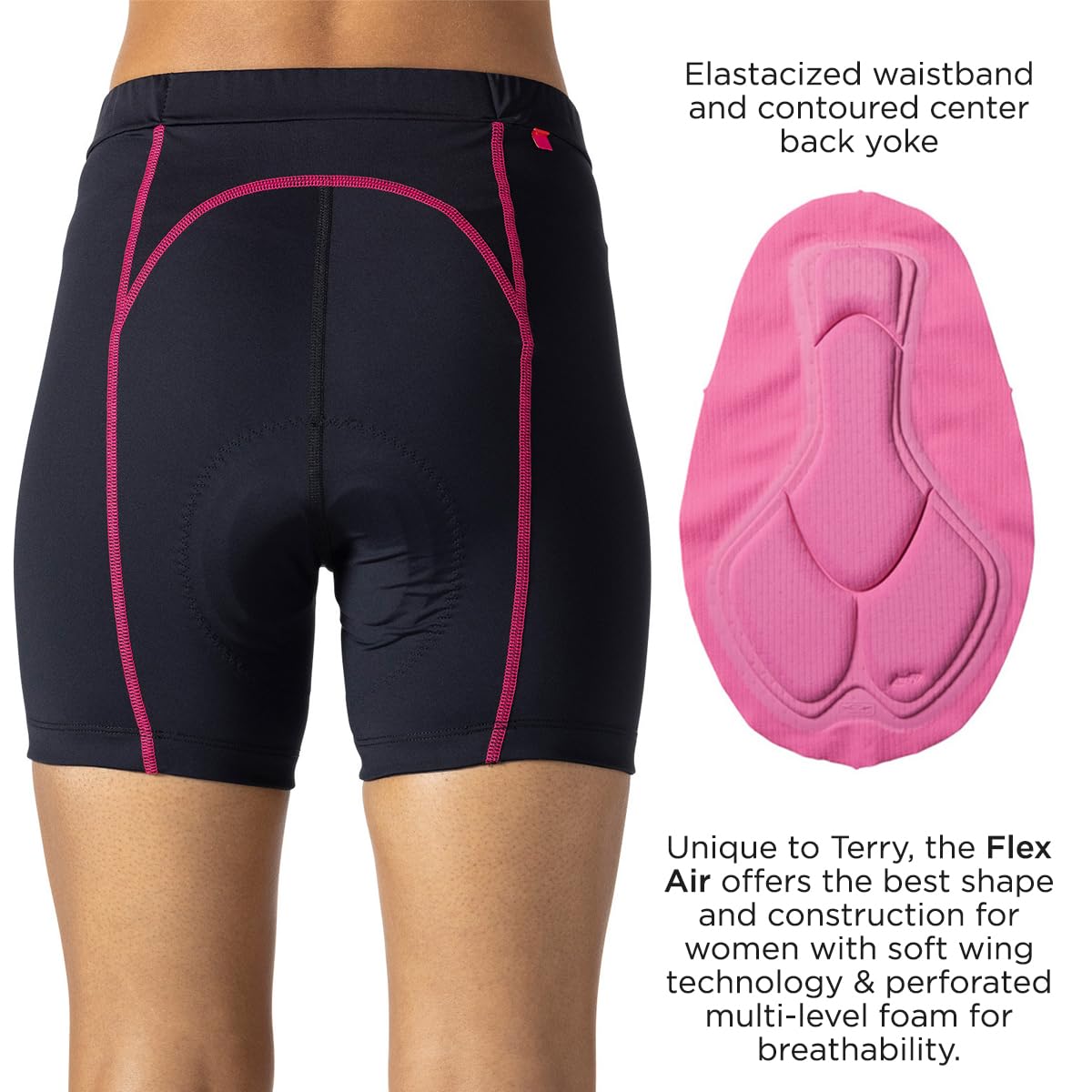 Women's Terry Bike Shorts with Padded Liner - 5 Inch Black Cycling Shorts for Women with Silicone Leg Grips | Perfect for Road Biking, Spinning & Indoor Cycling Workouts
