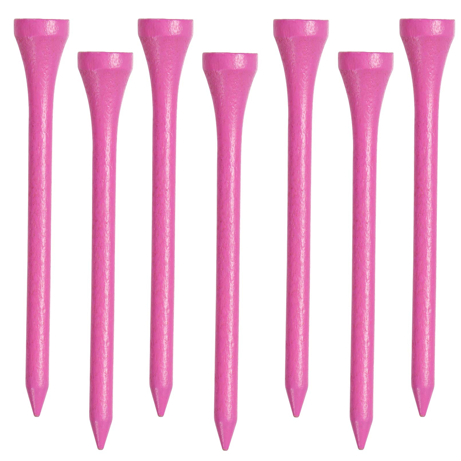 Premium 3 1/4 Inch Wooden Golf Tees - 77 Count Professional Deluxe Hardwood Tees in 20+ Color Options (Pink) - Perfect for Driving Range Practice, Tournament Play & Golf Course Use