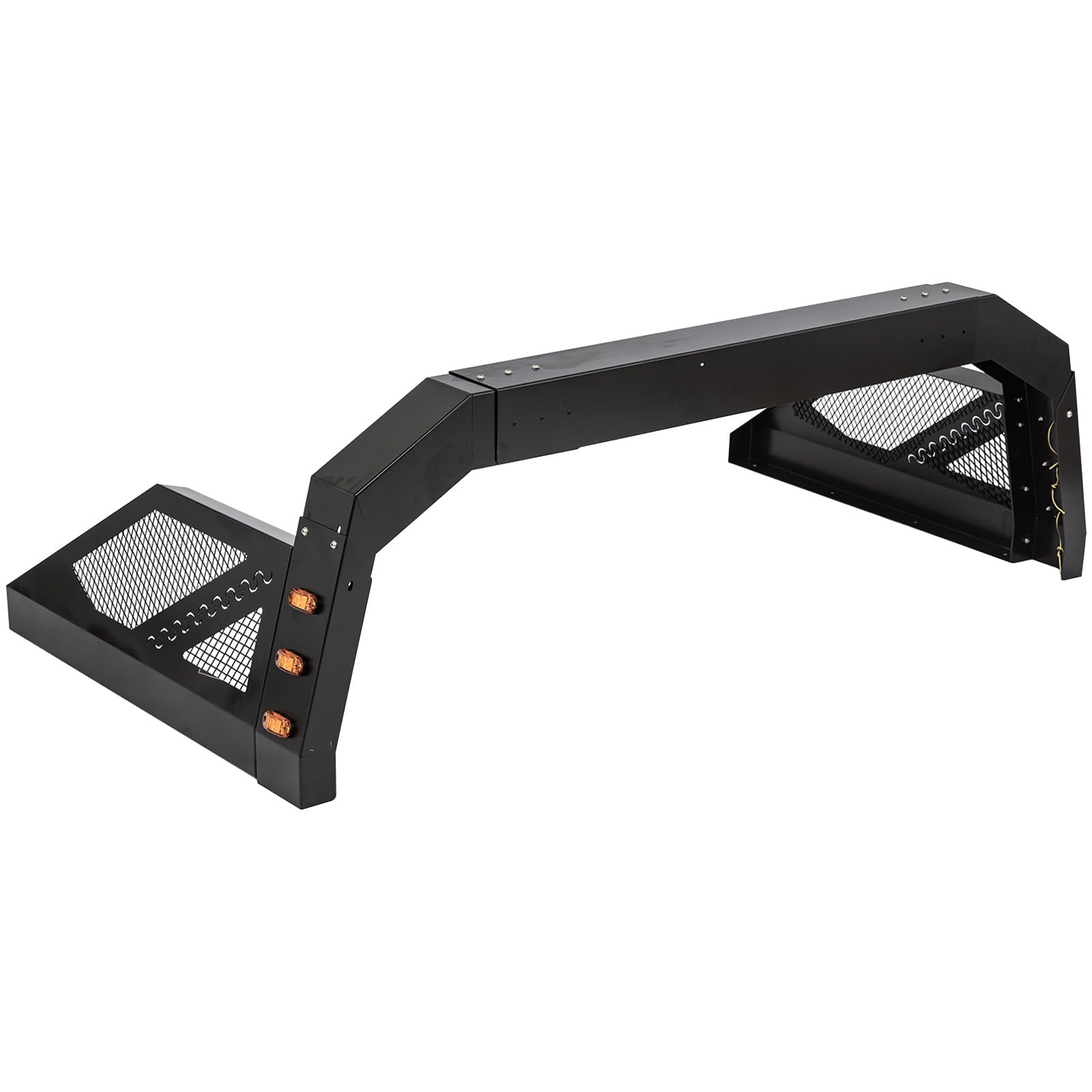 Universal Adjustable Truck Roll Bar Chase Rack with 6 Amber Auxiliary Side Marker Lamps - Perfect for Pickup Trucks, Off-Roading & Work Site Safety Lighting