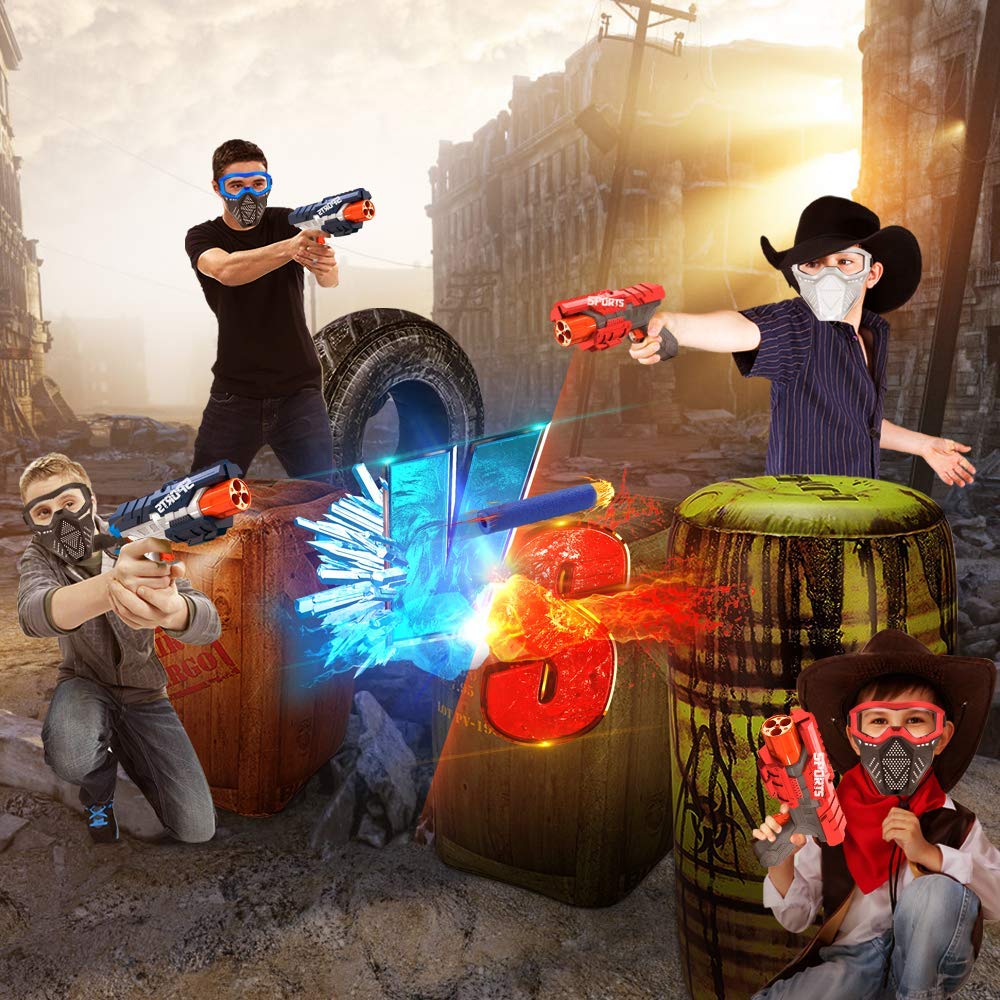 POKONBOY 4 Pack Foam Blaster Guns - Compatible with Nerf Guns & Bullets, Toy Guns for Boys & Girls with 80 Pack Refill Darts - Fun Hand Gun Toys for Kids Ages 6-8 - Perfect for Birthday Gifts, Christmas Presents & Outdoor Nerf Battles