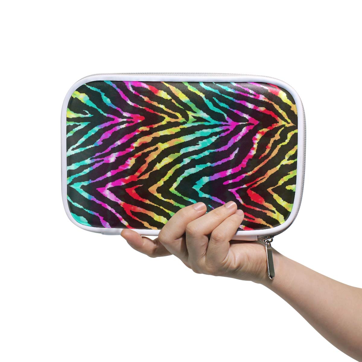 Rainbow Animal Zebra Print Pencil Case - Large Capacity Zippered Pouch for School Supplies, Makeup Brushes & Art Tools - Perfect for Students, Artists & Travel Organization