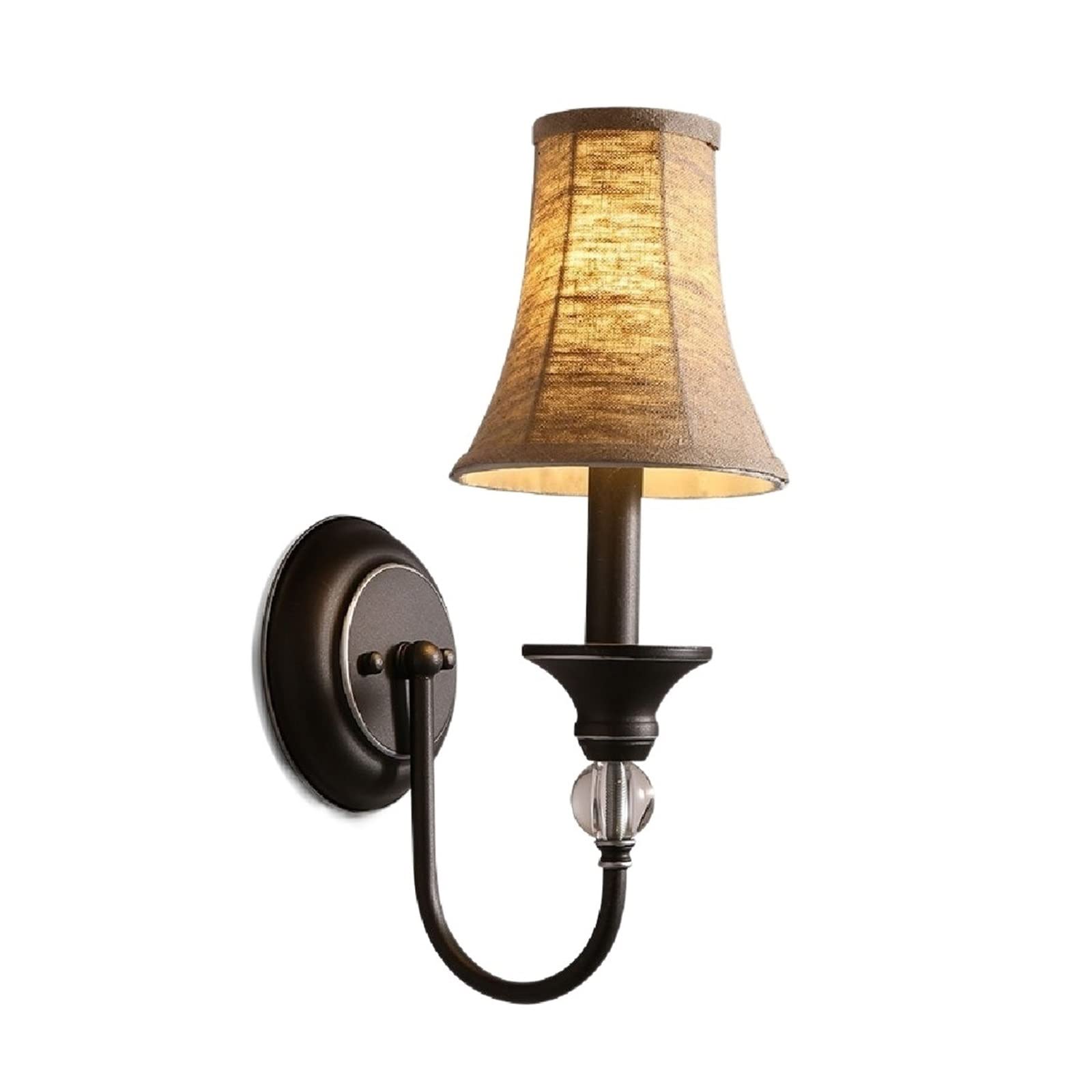 Iron Wall Sconce Light - 1-Light Nordic Style Cloth Shade Wall Lamp for Bedroom, Living Room, Restaurant & Corridor - E14 Reading Light with Simple Decorative Design - Perfect for Cozy Ambiance, Entryway Lighting & Nighttime Reading