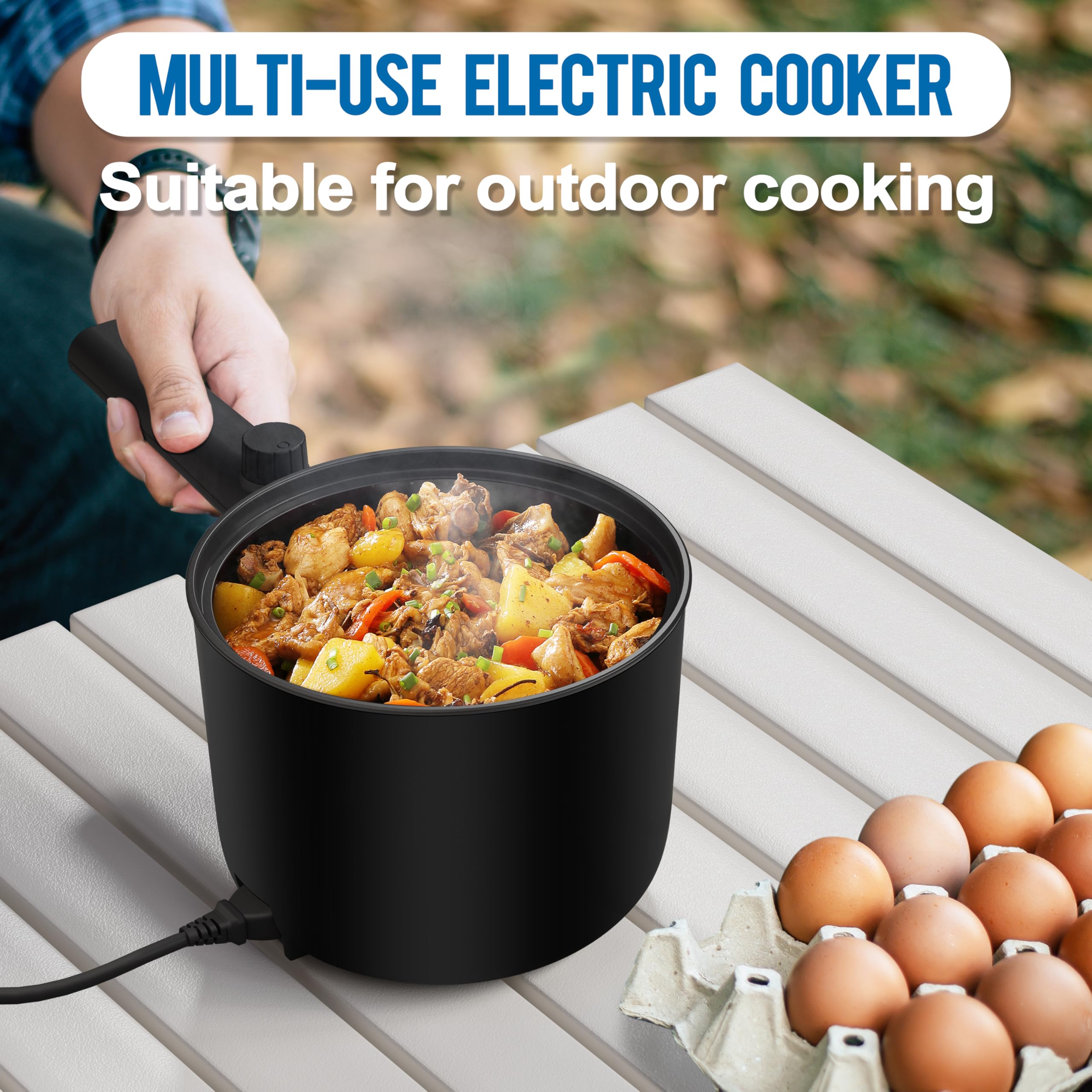 Topwit 1.5L Electric Hot Pot & Ramen Cooker - Portable Non-Stick Frying Pan for Pasta, Steak, Soup - BPA Free with Dual Power Control & Overheat Protection - Perfect for Dorm, Office, Camping & Small Kitchen Cooking