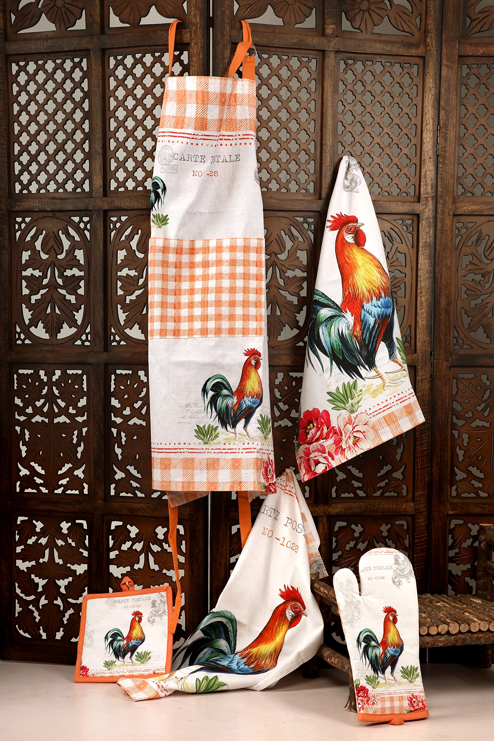 AMOUR INFINI 4-Piece Kitchen Gift Set - Reusable Heat-Resistant Apron, Towel, Oven Mitt & Pot Holder for Baking, Grilling & Cooking | Perfect for Home Chefs & Holiday Gifts