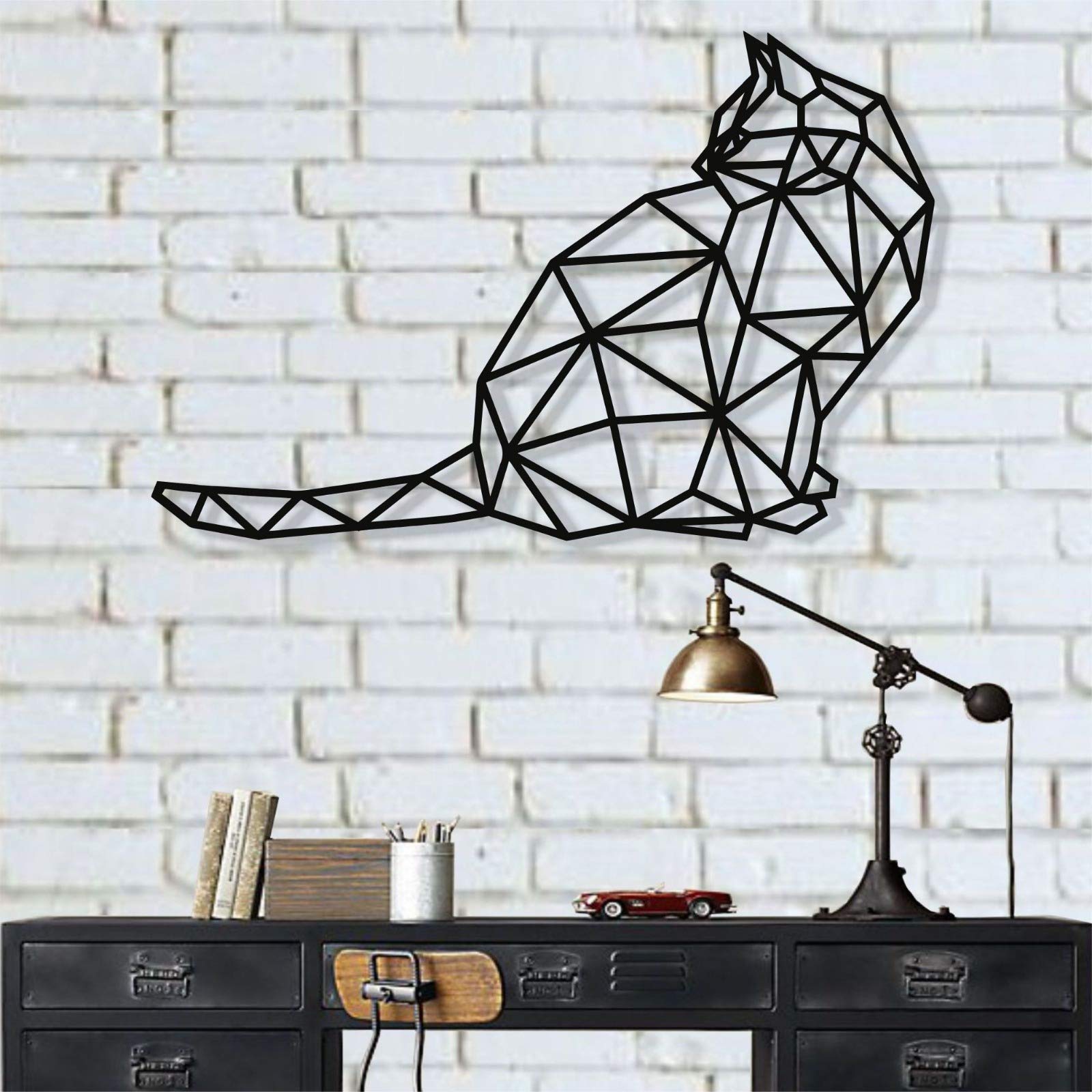 Stylish Metal Cat Wall Art - Geometric Cat Silhouette Decor for Living Room, Bedroom & Office - Modern Home Decoration (18