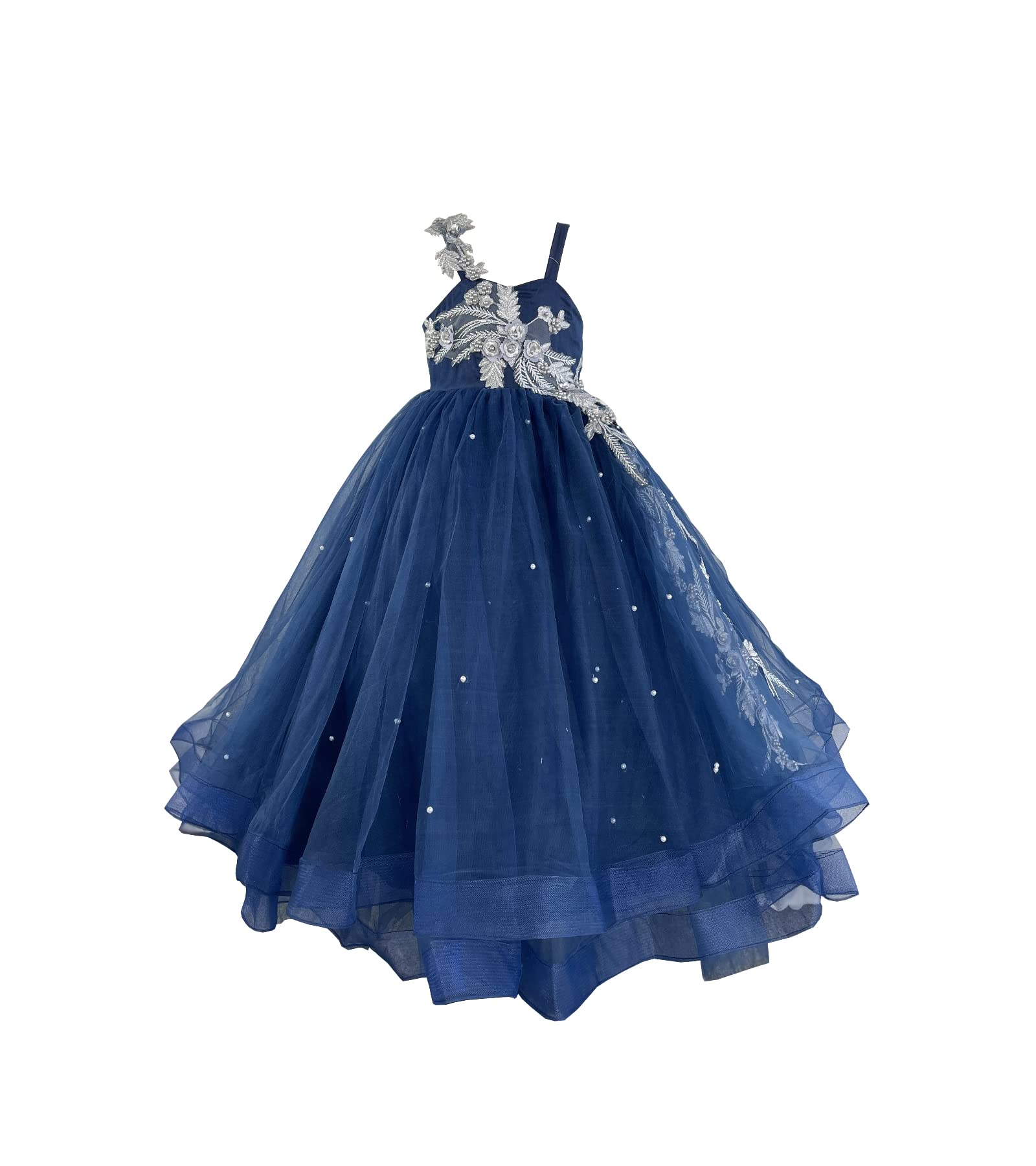 FAIOKAVER Girls Sequin Flower Girl Dress - Elegant Blue Formal Pageant Gown for Weddings, Parties & Dance Performances | Perfect for Flower Girls, Pageants & Special Occasions