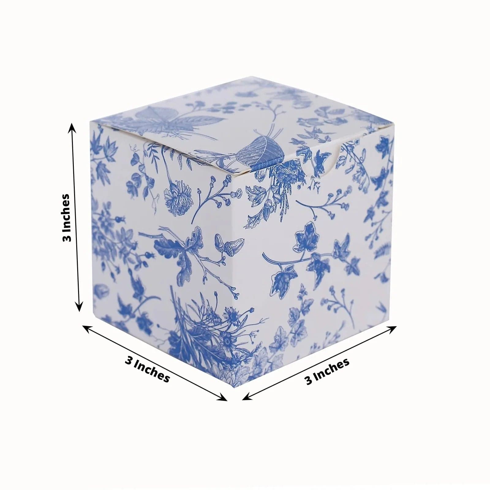 25 Pack 3x3 Inch Square Floral Printed Favor Gift Boxes - White - Perfect for Wedding Favors, Party Decorations and Small Gift Packaging