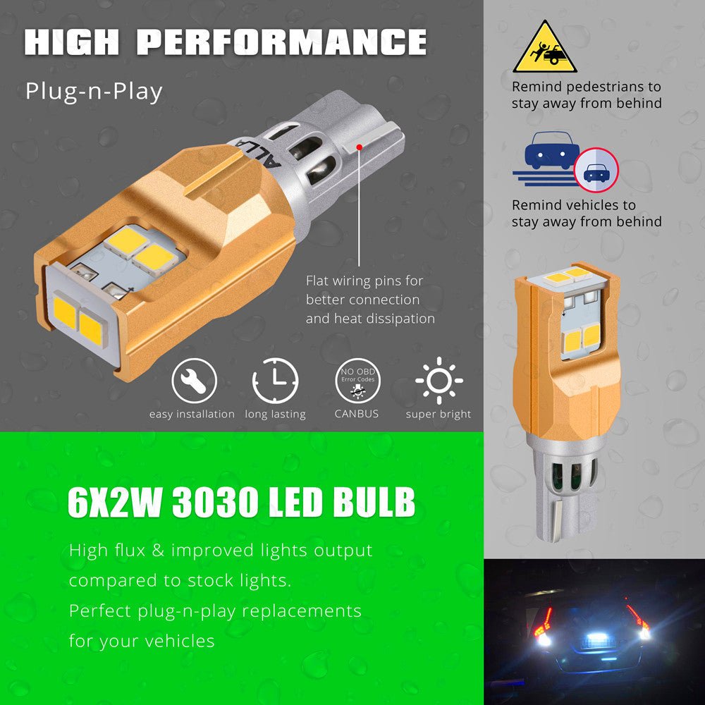 T15 912 921 LED Bulb - Super Bright 6000K White Backup Reverse Light Bulbs 12V - Perfect for Cars, Trucks, SUVs & Trailers - Enhanced Nighttime Visibility & Safety