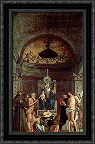 Giovanni Bellini San Giobbe Altarpiece Canvas Art - 16x24 Inch Black Ornate Wood Framed Wall Decor | Perfect for Living Room, Bedroom & Office