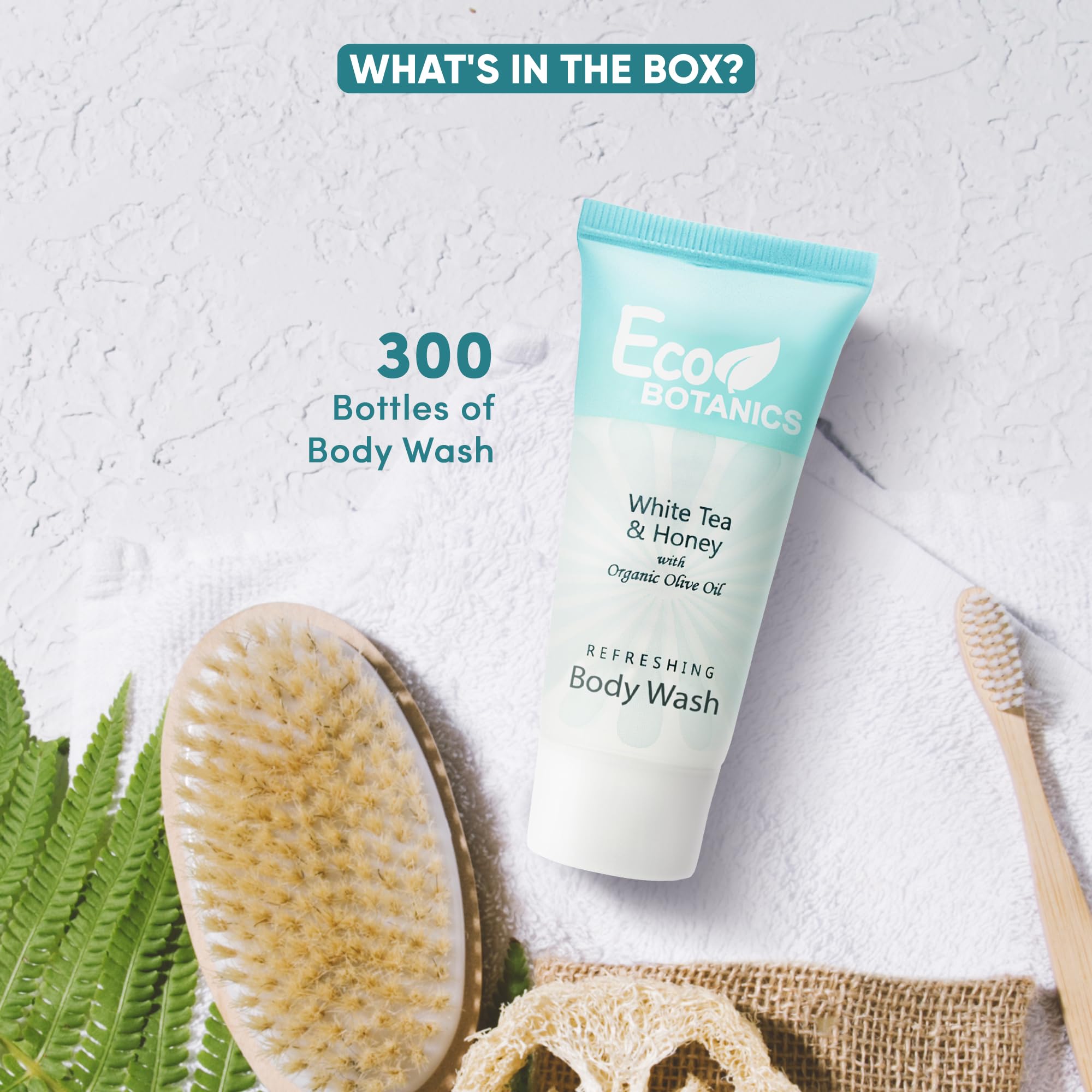 Eco Botanics Travel-Size Hotel Shampoo and Body Wash .85 oz (Case of 300) - Bulk Toiletries for Hotels, Gyms, Spas, and Travel Essentials