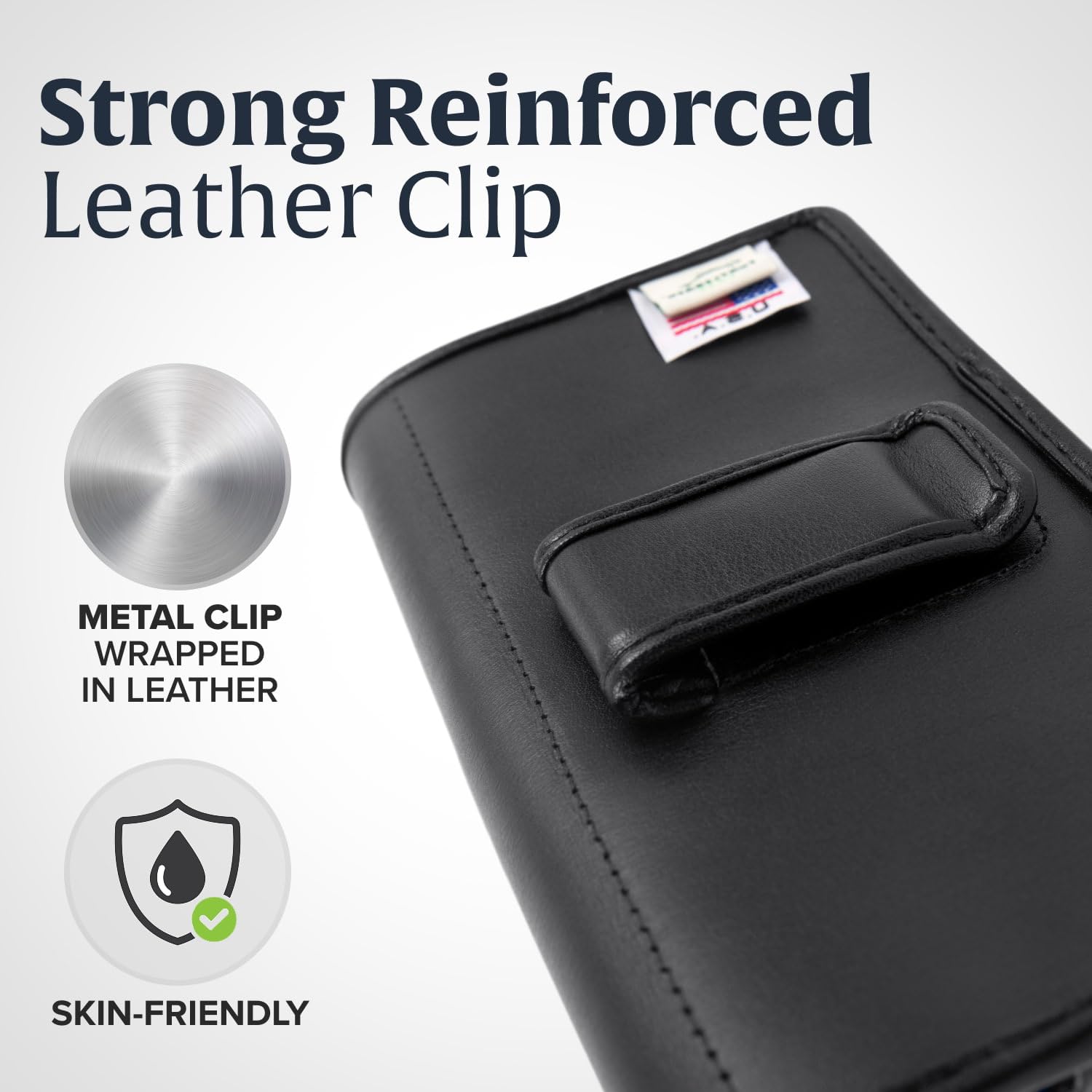 Premium Leather Phone Holster for iPhone 13 & 12 Mini - Black Belt Clip Holder for Shockproof Cases | Commuter & Symmetry Style | Durable Leather Belt Clip for Work, Travel & Outdoor Activities