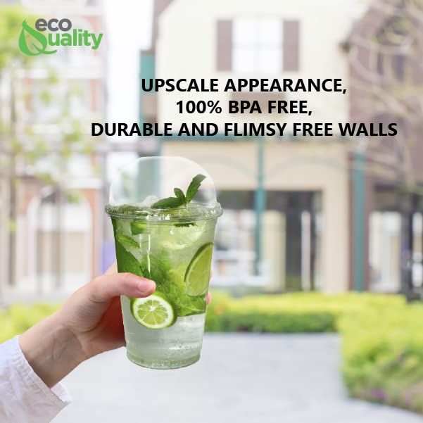 16 oz Clear Plastic Disposable Cups with Dome Lids - 500 Pack | Iced Coffee, Smoothie, Juice, Soda & Cocktail Drink Cups | Perfect for Coffee Shops, Bubble Tea, Parties, Events & Takeout