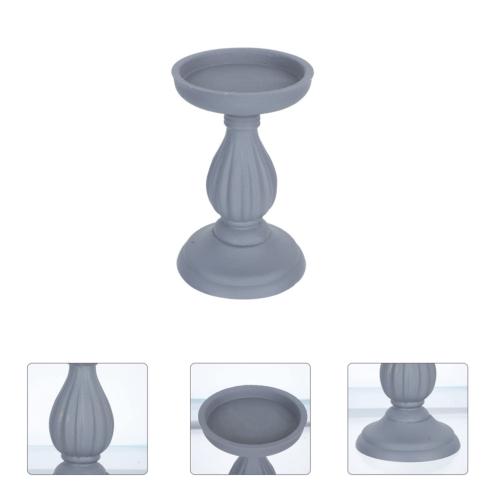 Roman Column Candle Holder - Resin Candlestick Stand for Pillar & Tea Light Candles - Greek Figurine Base - Wedding Table Centerpiece in Grey - Perfect for Home Decor, Wedding Receptions & Romantic Dinner Settings