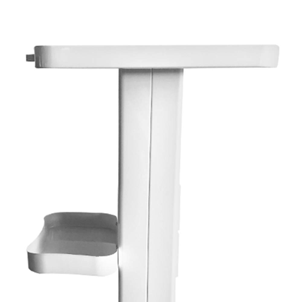 TFCFL Beauty SPA Salon Rolling Trolley Cart - Alloy Pedestal Stand with 4 Wheels & Power Socket - Professional Hair Stylist Equipment Storage for Salon, Spa & Home Use (White)