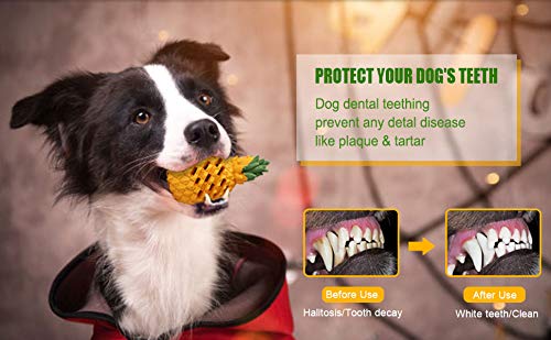 Durable Indestructible Dog Chew Toys for Aggressive Chewers - Tough Interactive Puppy Toys for Large & Small Dogs, Treat Dispensing Teeth Cleaning Toy (Pineapple Design) - Perfect for Boredom Relief & Dental Health
