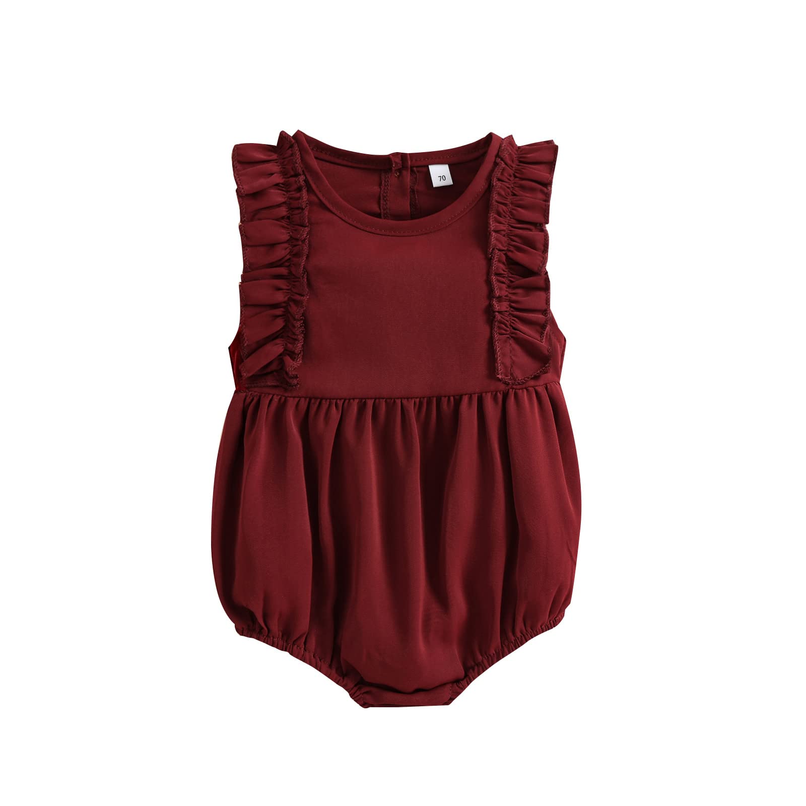RTNNSBBFCM Newborn Baby Girl Ruffle Button Romper - Sleeveless Summer One-Piece Bodysuit Outfit | Soft Cotton Jumpsuit for Infants, Photo Shoots & Playtime