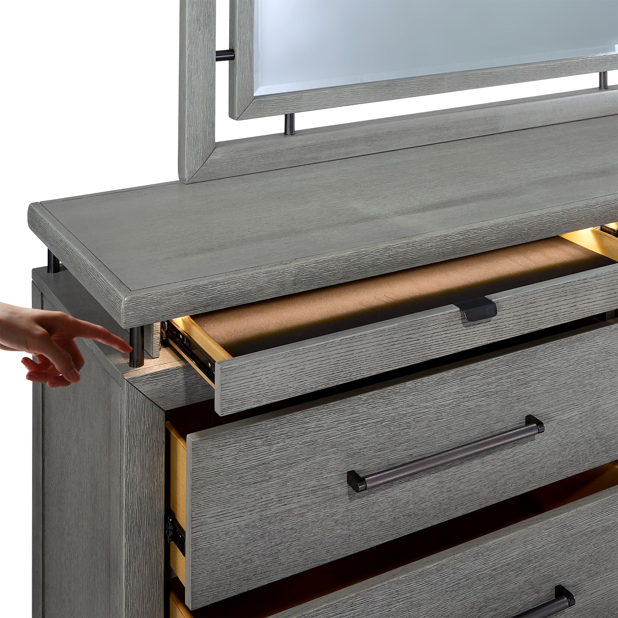 Chelsea 6-Drawer Dresser - Modern Gray Wooden Chest of Drawers for Bedroom & Nursery Storage Organization