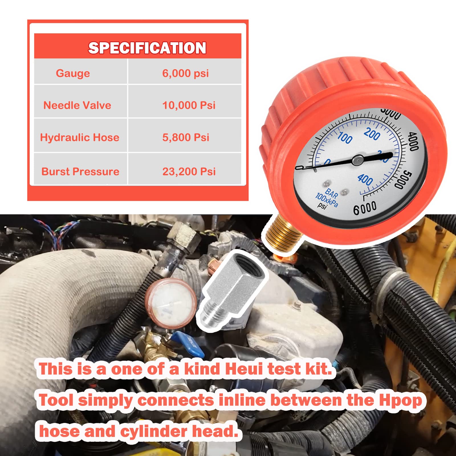 HPOP Test Tool Kit for DT466 & DT530 Engines | High Pressure Oil Pump Diagnostic Tool | Compatible with International Maxxforce DT9 & DT10 (1996-2015 Models) | Ideal for Diesel Engine Repair & Maintenance