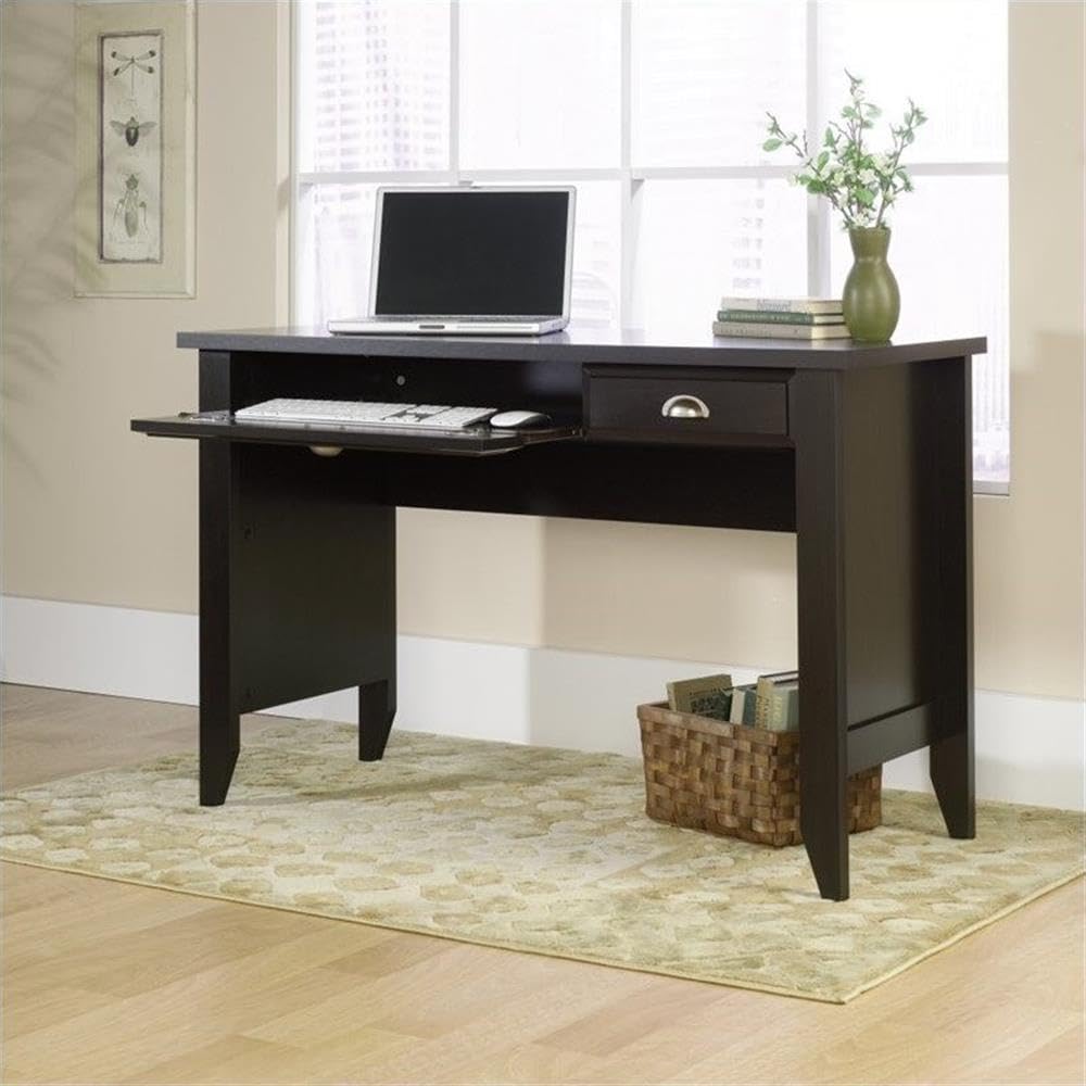 Modern Wood Computer Desk Set - 2 Piece Home Office Furniture in Jamocha Wood for Small Spaces & Home Offices