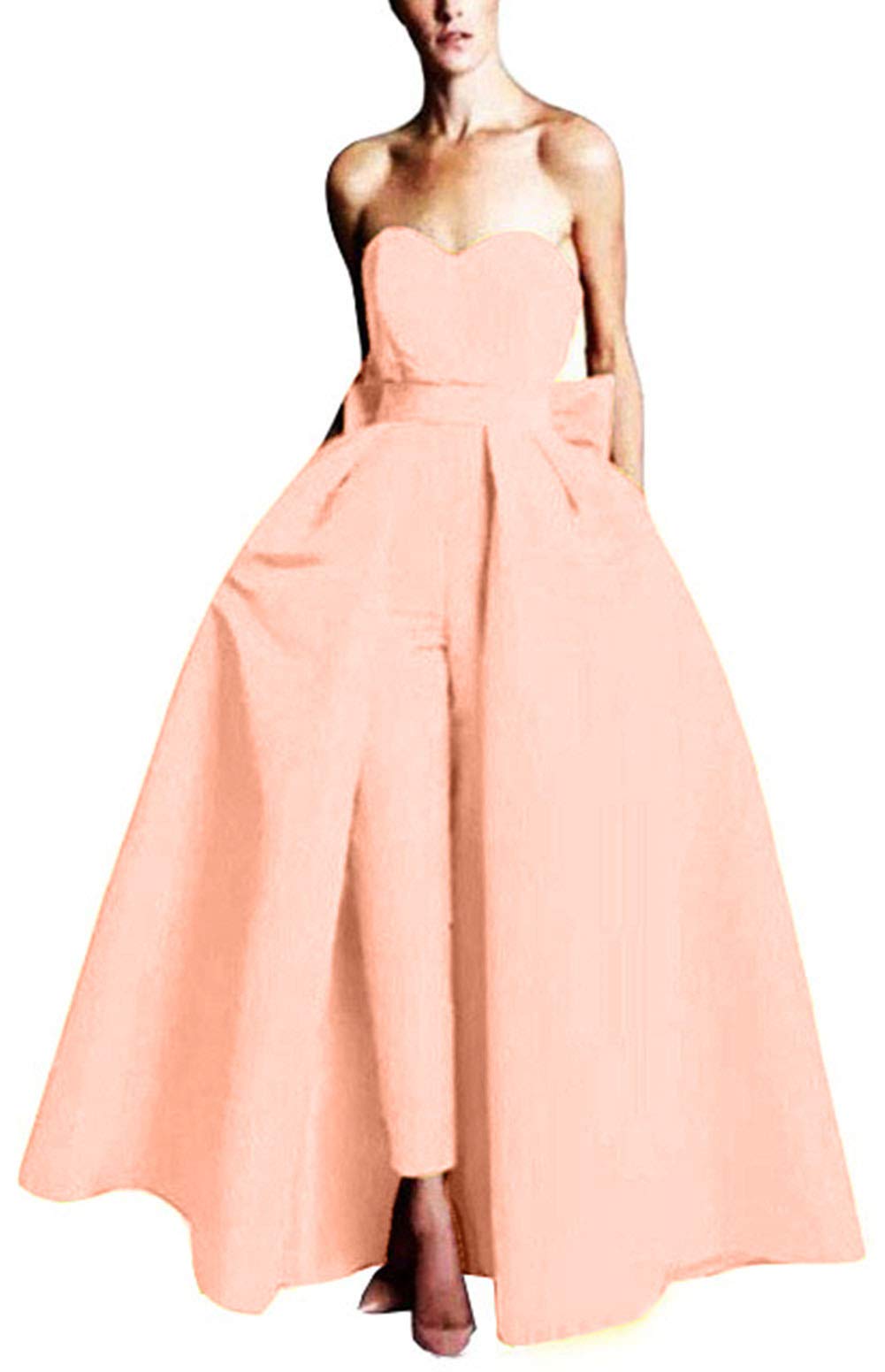 Emanni Women's Strapless Jumpsuit Wedding Dress with Detachable Skirt - Blush Bridal Gown for Bride & Bridal Party - Perfect for Beach Weddings, Vow Renewals & Formal Events