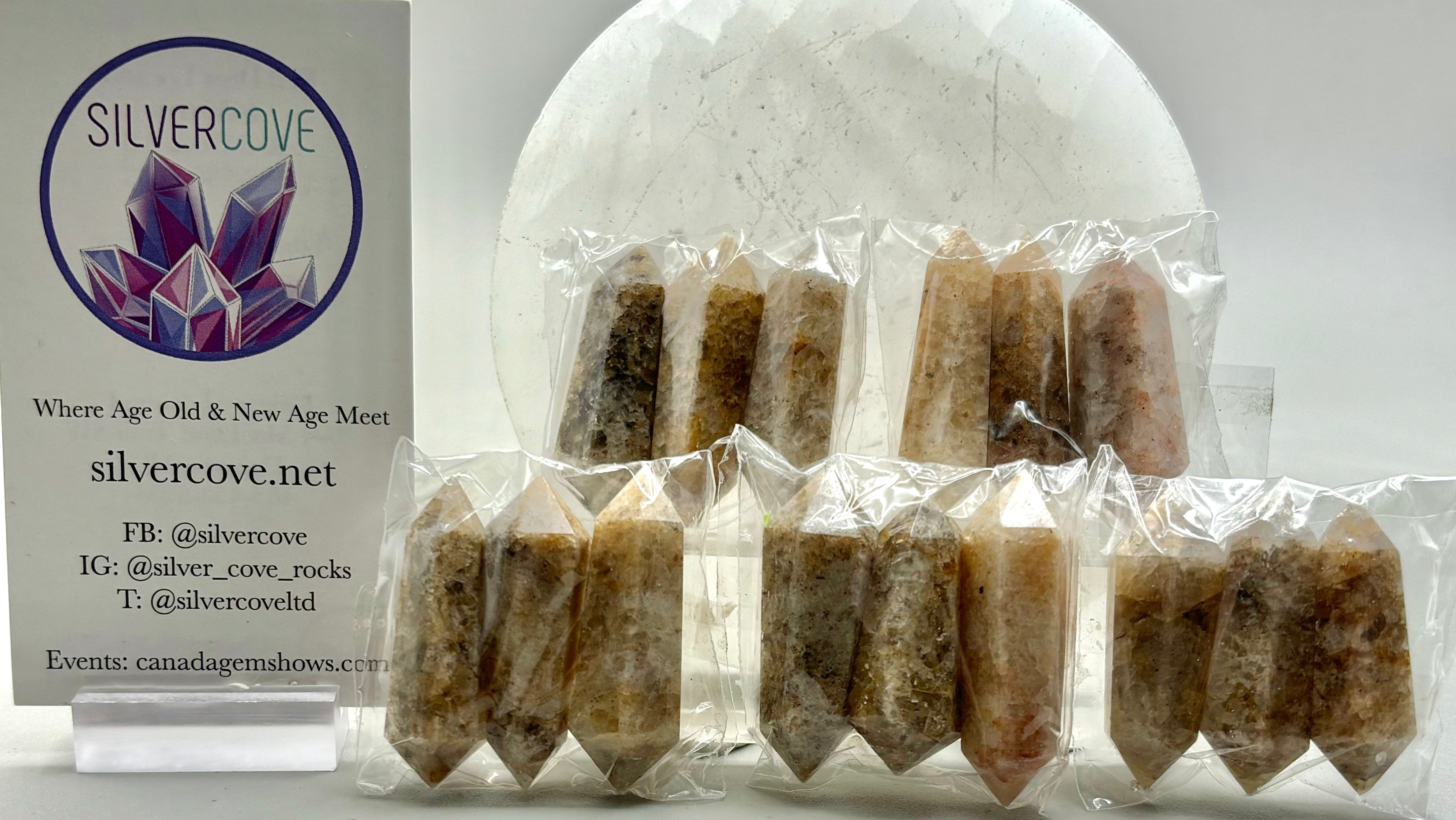 3pc Double Terminated Golden Healer Quartz Points - Natural Healing Crystals for Meditation, Reiki & Energy Work - Perfect for Home Decor, Spiritual Gifts & Chakra Balancing