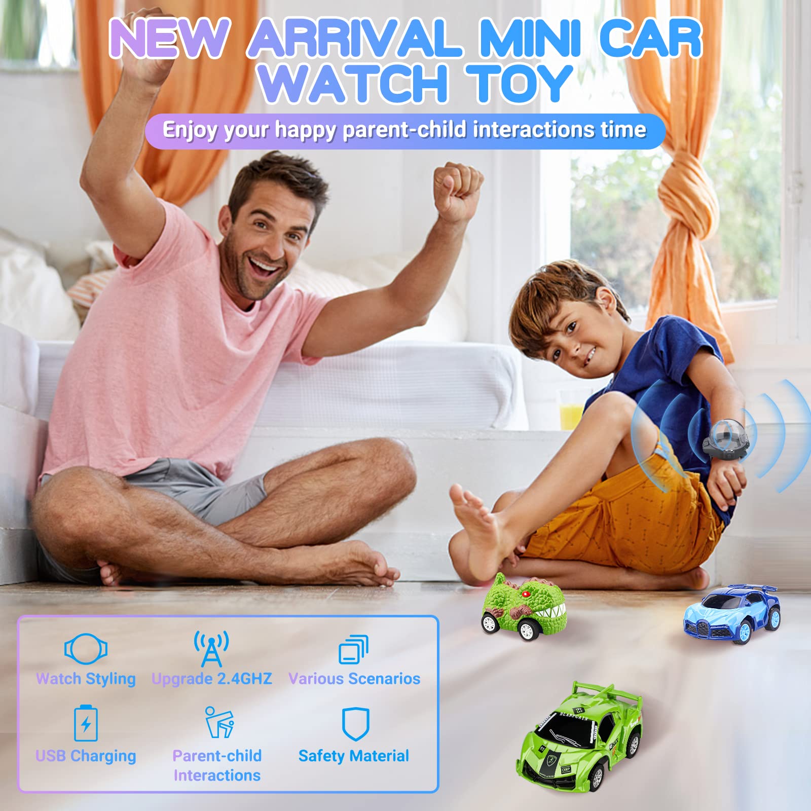 Logoplay 2023 Mini Remote Control Car Watch Toy - 2.4GHz Cartoon RC Racing Car with USB Charging, TikTok Viral Hand-Controlled Watch Car for Kids Birthday Gifts, Party Favors & Indoor Outdoor Play (Green)