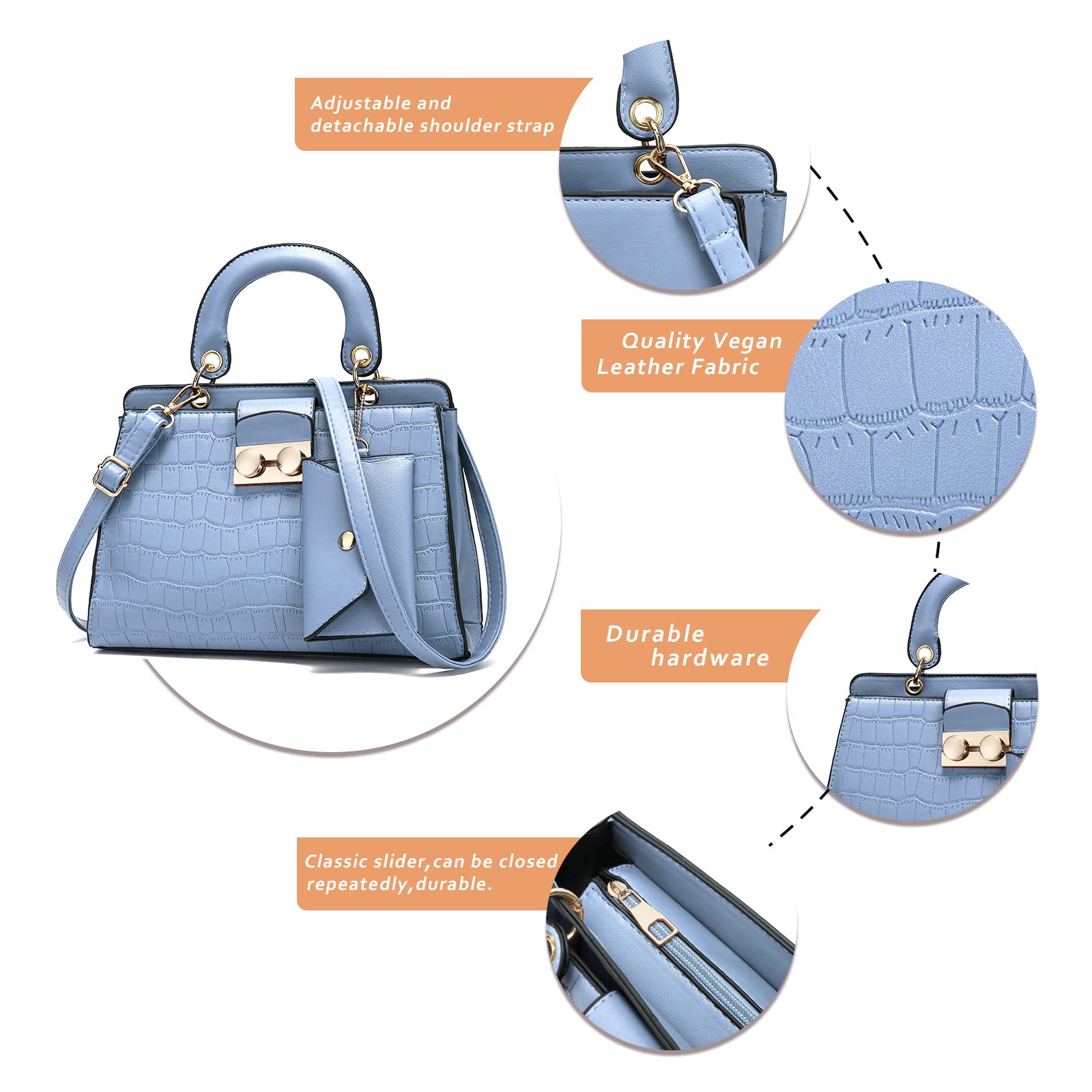 JHVYF Women's Classic Top Handle Handbag - Crossbody Casual Purse Satchel Tote Bag for Work, Travel & Everyday Use