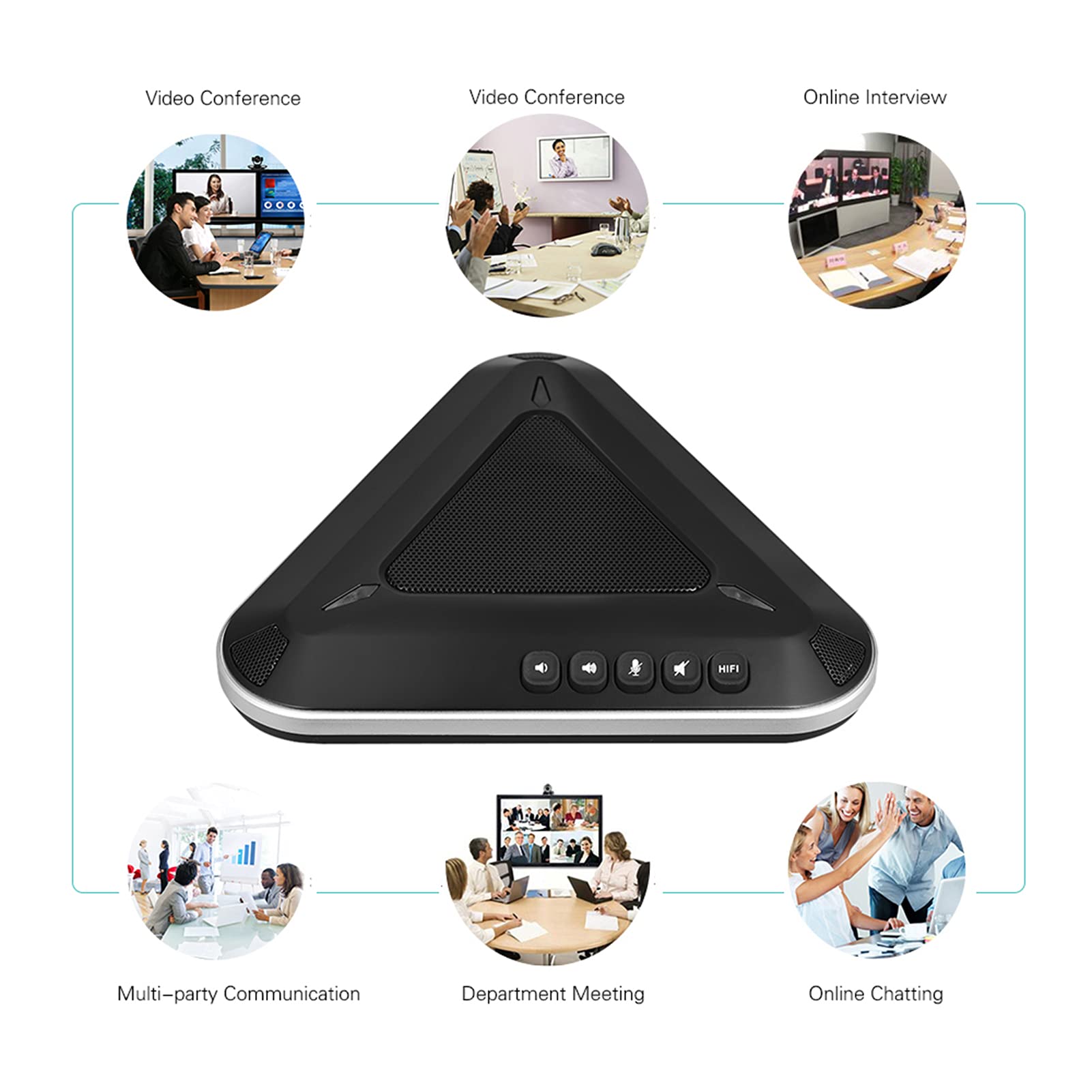 YIWENG MST-A1S USB Conference Speakerphone with 360° Omnidirectional Microphone - Compatible with Skype, Zoom, Teams for PC, Laptop & Smartphones - Ideal for Home Office, Remote Work & Online Meetings