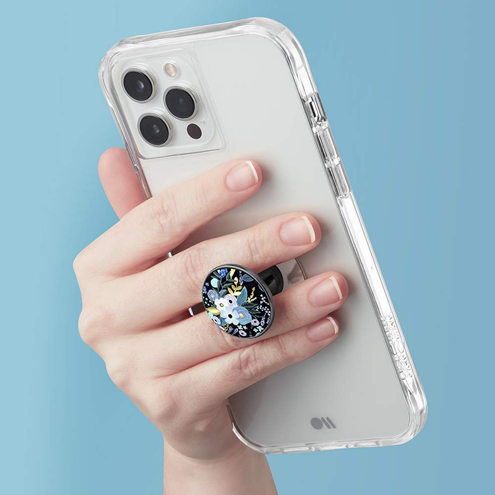 Rifle Paper Co Minis Phone Grip with Suction Cup - For iPhone 16/15/14/13/12 & Galaxy S24 - Garden Party Blue - Perfect for Hands-Free Viewing & Video Calls