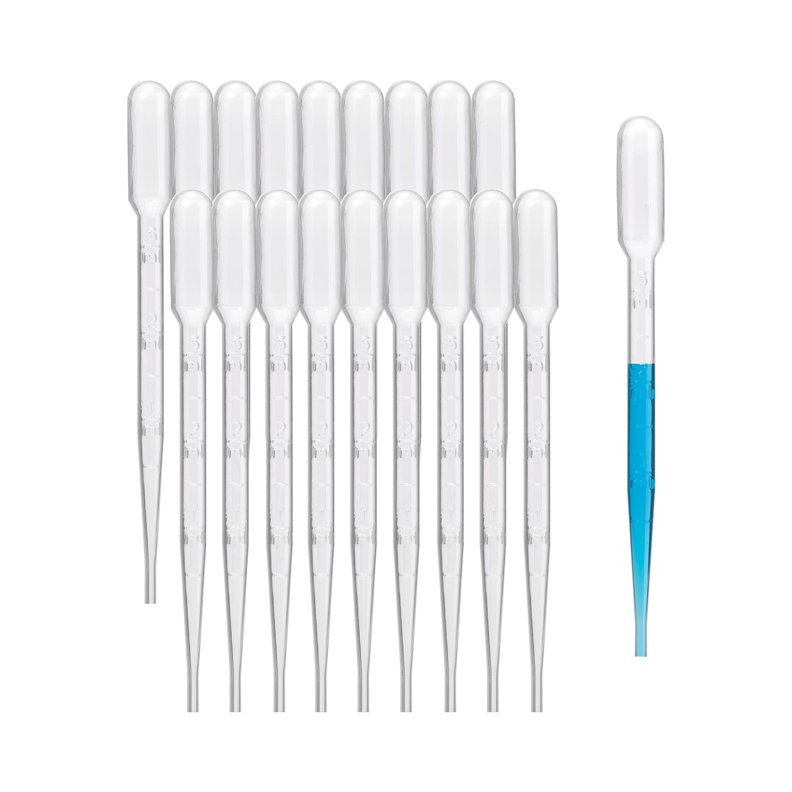 Biologix 2000PCS 3ml Disposable Plastic Transfer Pipettes - Graduated Dropper for Science Lab, Essential Oils, DIY Projects | Perfect for Laboratory Experiments, Aromatherapy & Crafting