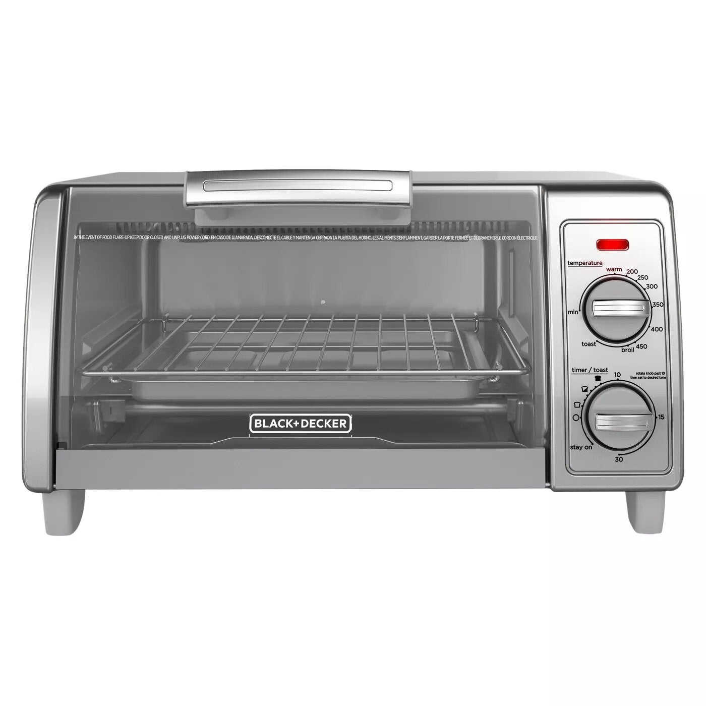 BLACK+DECKER 4 Slice Stainless Steel Toaster Oven with Full Warranty - Countertop Convection Oven for Baking, Broiling & Toasting - Perfect for Small Kitchens, Dorms & Offices (Model TO1700)