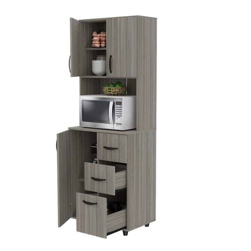 3-Tier Microwave Storage Cabinet with 4 Shelves & 3 Drawers - 66.1
