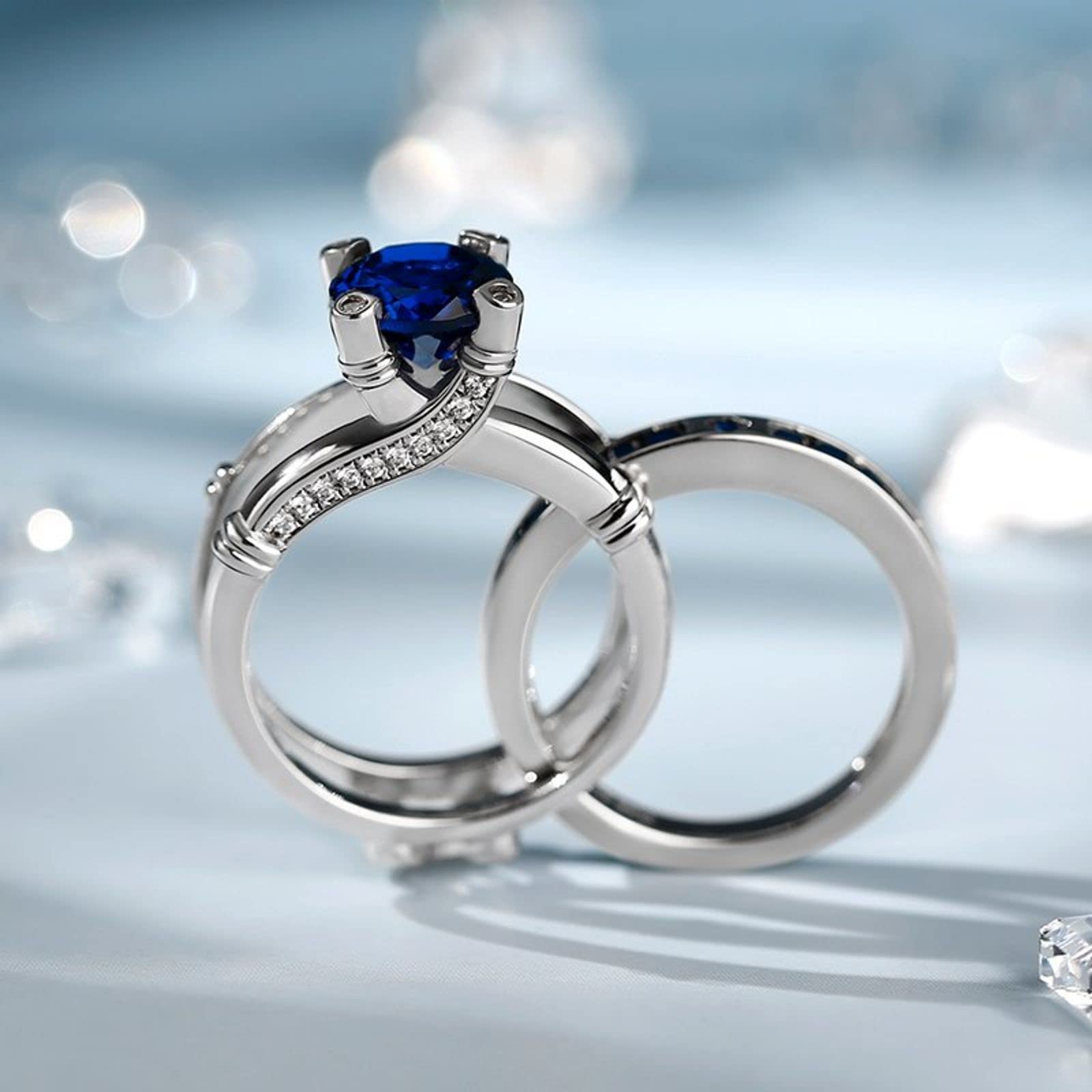 Jeulia Diamond Band Rings for Women - Sterling Silver CZ Interchangeable Ring Sets for Wedding, Engagement, Anniversary & Promise - Perfect Bridal Jewelry Gift for Her (Ideal for Proposals, Vow Renewals & Special Occasions)