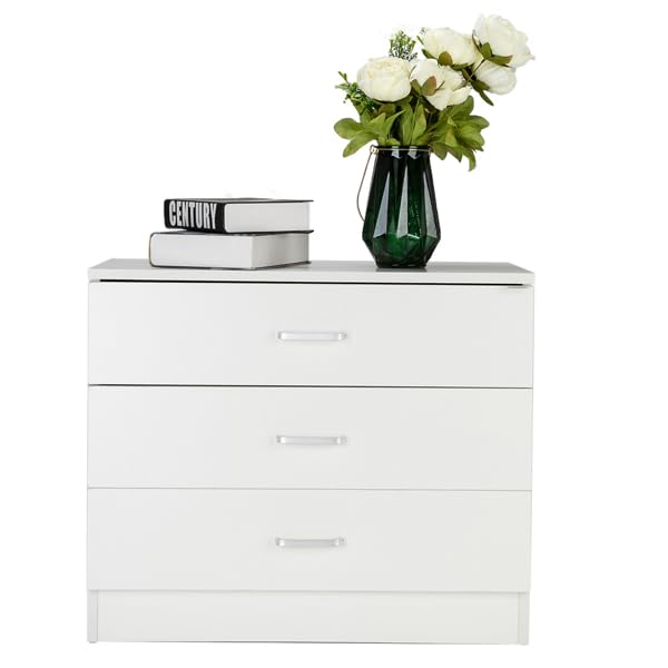 3-Drawer Wooden Dresser Chest with Nightstand - Wide Storage Space for Nursery, Bedroom, Living Room & Hallway - Perfect for Organizing Clothes, Toys & Home Essentials
