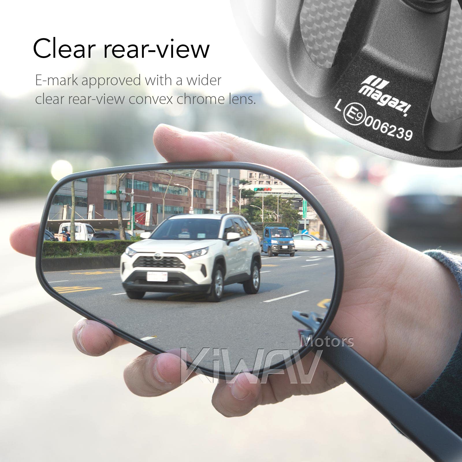 Premium Carbon Fiber Motorcycle Mirrors - Adjustable Black Convex Rear View Side Mirrors with 10mm M10 1.5 Pitch Adapters for BMW Bikes (Pair) - Enhanced Safety & Style for Urban Commuting & Long-Distance Riding