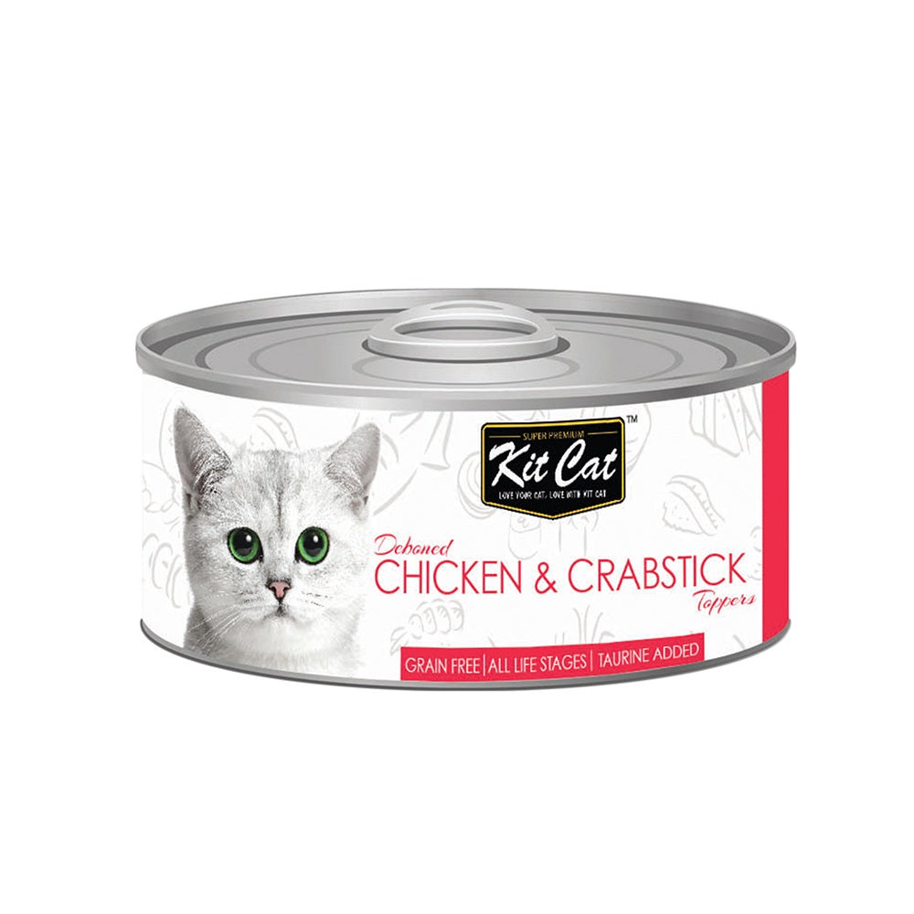 Premium Kit Cat Deboned Cat Food Topper - Savory Chicken & Tuna Flavor (80g) for Adult Cats & Kittens | Grain-Free Wet Food Supplement | Enhances Appetite & Nutrition - Perfect for Picky Eaters & Mealtime Enrichment