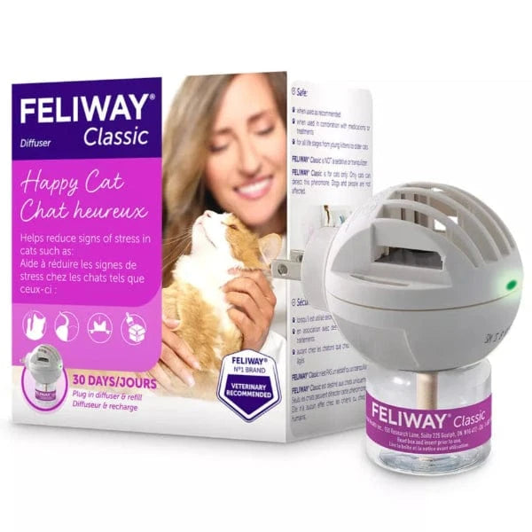 FELIWAY Classic Cat Calming Diffuser Kit - 30 Day Refill - Reduce Stress & Anxiety in Cats - Perfect for Vet Visits, Travel & Multi-Cat Homes