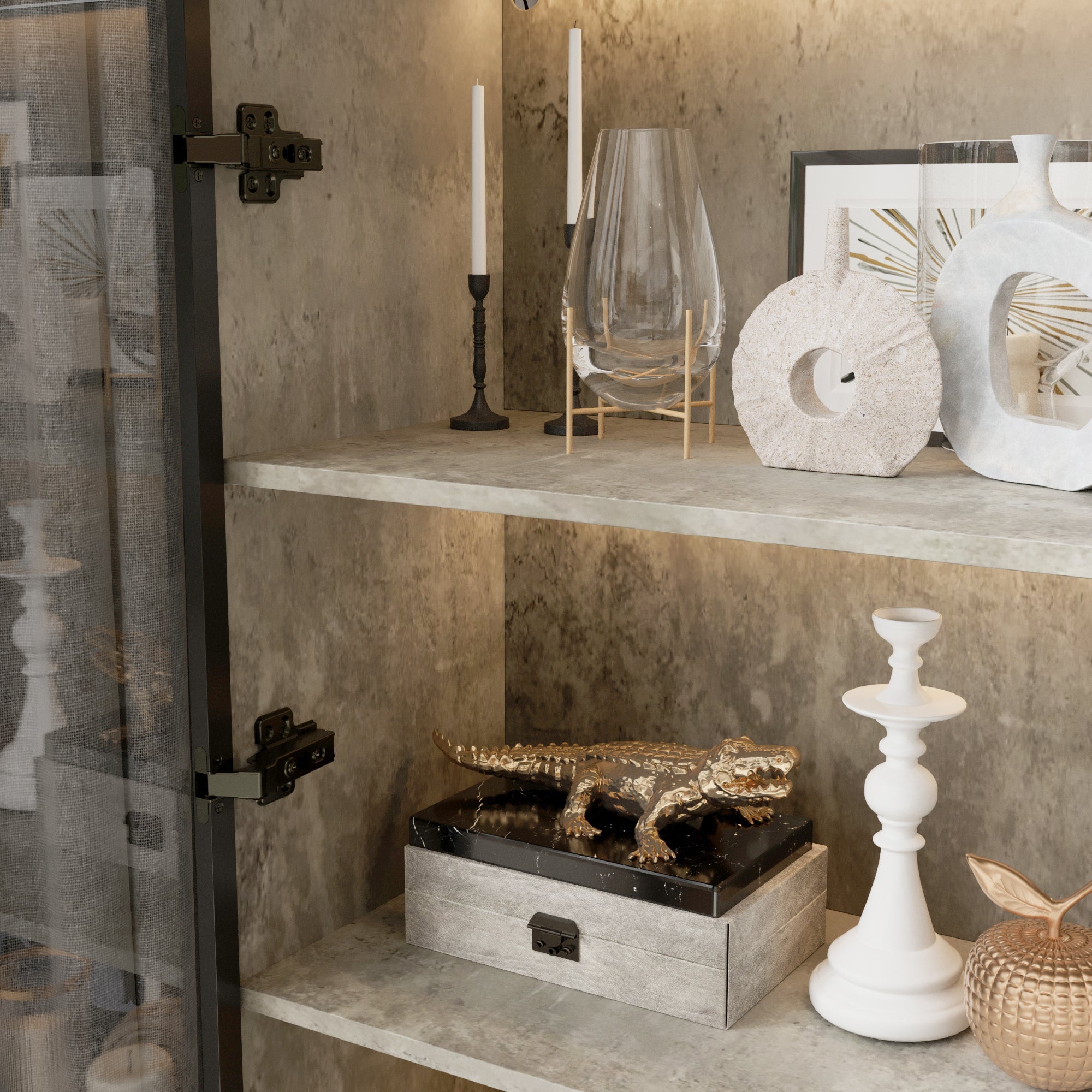 4 Shelf Glass Door Display Cabinet with LED Lights - Perfect for Retail Stores, Museums & Home Decor Showcase