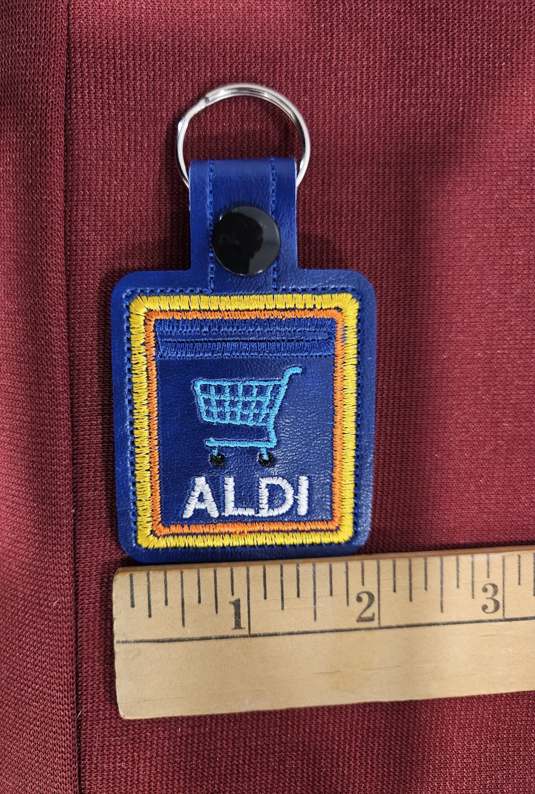 Handmade in USA Aldi Quarter Holder Keychain - Coin Keeper for Shopping Carts | Embroidered Unisex Gift for Grocery Shopping & Convenience