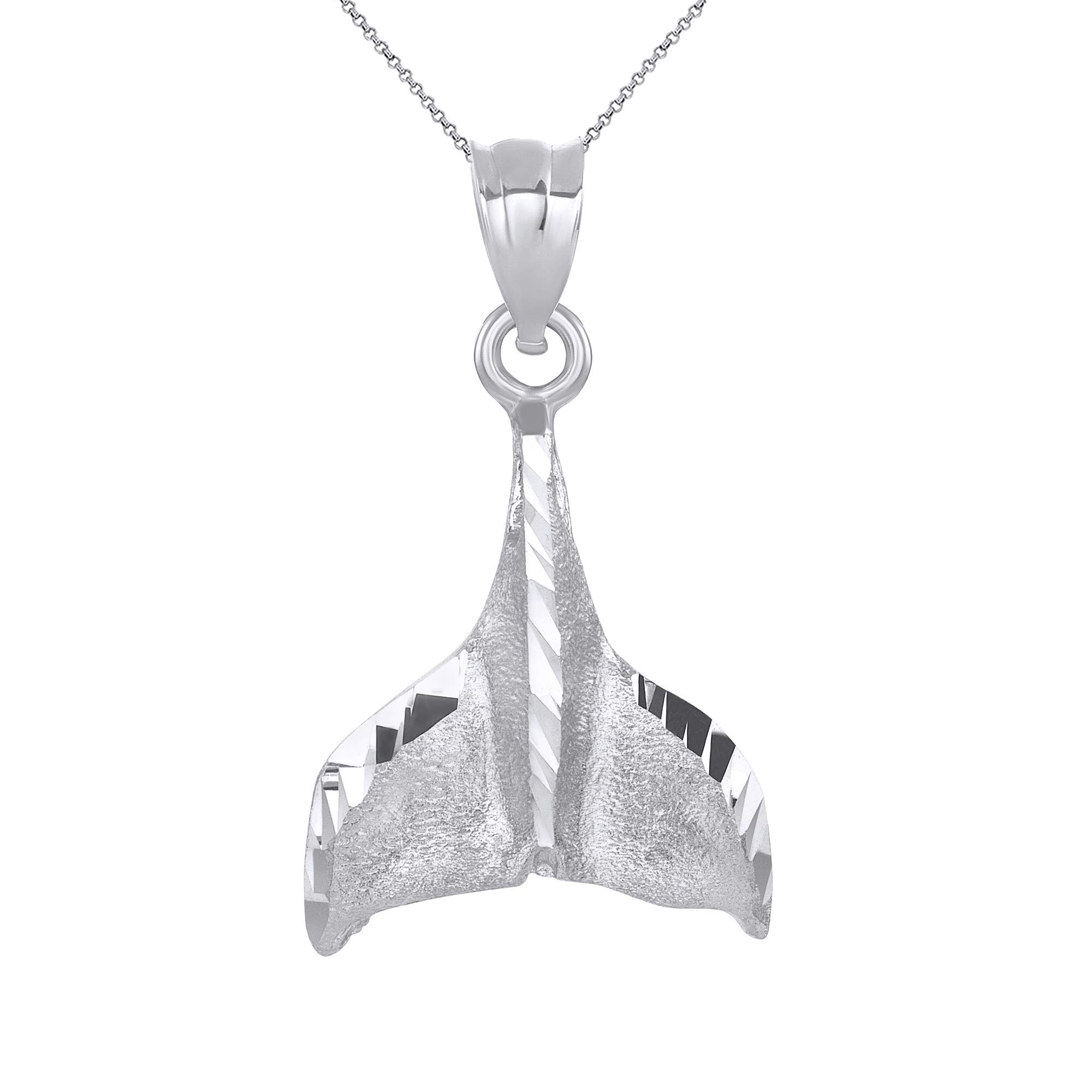 Sterling Silver Whale Tail Charm Pendant Necklace for Women - Elegant Ocean Jewelry Gift for Birthday, Anniversary & Beach Vacation