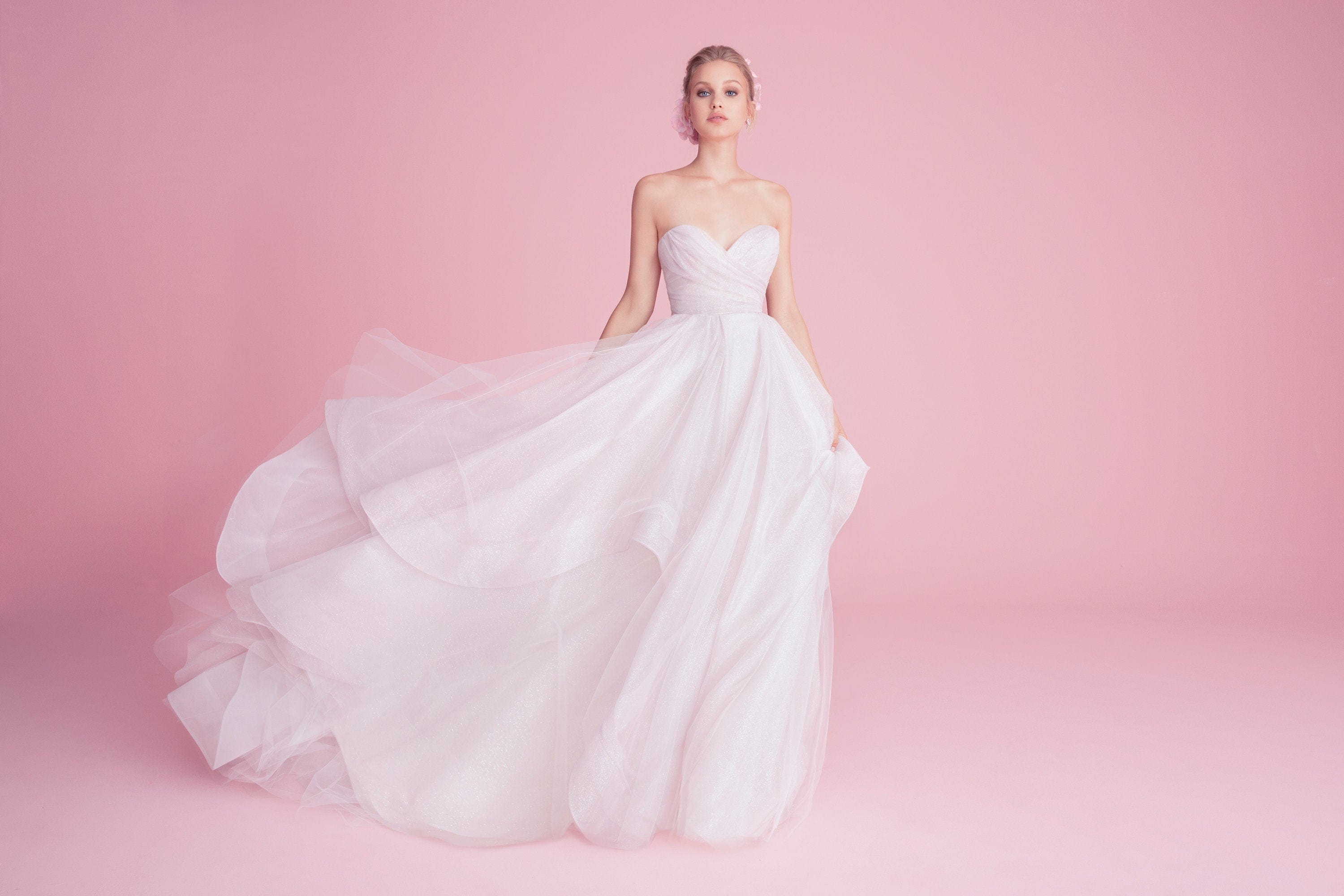 Hayley Paige Romee Blush Wedding Dress - Size 10 | Elegant Bridal Gown for Church Ceremony & Reception